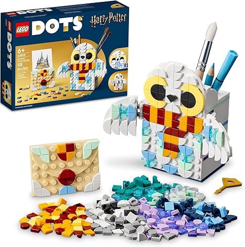 Miniatura 1 de LEGO DOTS Harry Potter Hedwig Portalápices 41809, juego de manualidades para niños a partir de 6 años con soporte para lápices Hedwig The Owl y