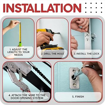 Garage Door Emergency Release Lock Kit, Universal Keyed Disconnect System for Overhead Doors, Manual Cable Access, Complete Installation Kit with 2 Keys