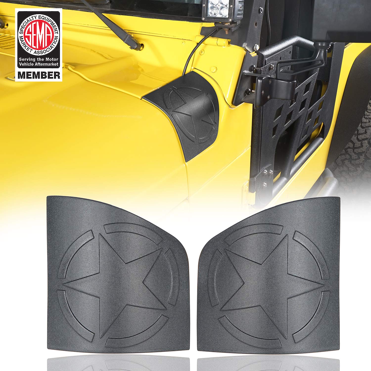 Hooke Road Wrangler TJ Cowl Body Armor Cover Corner Guards w/Star Logo