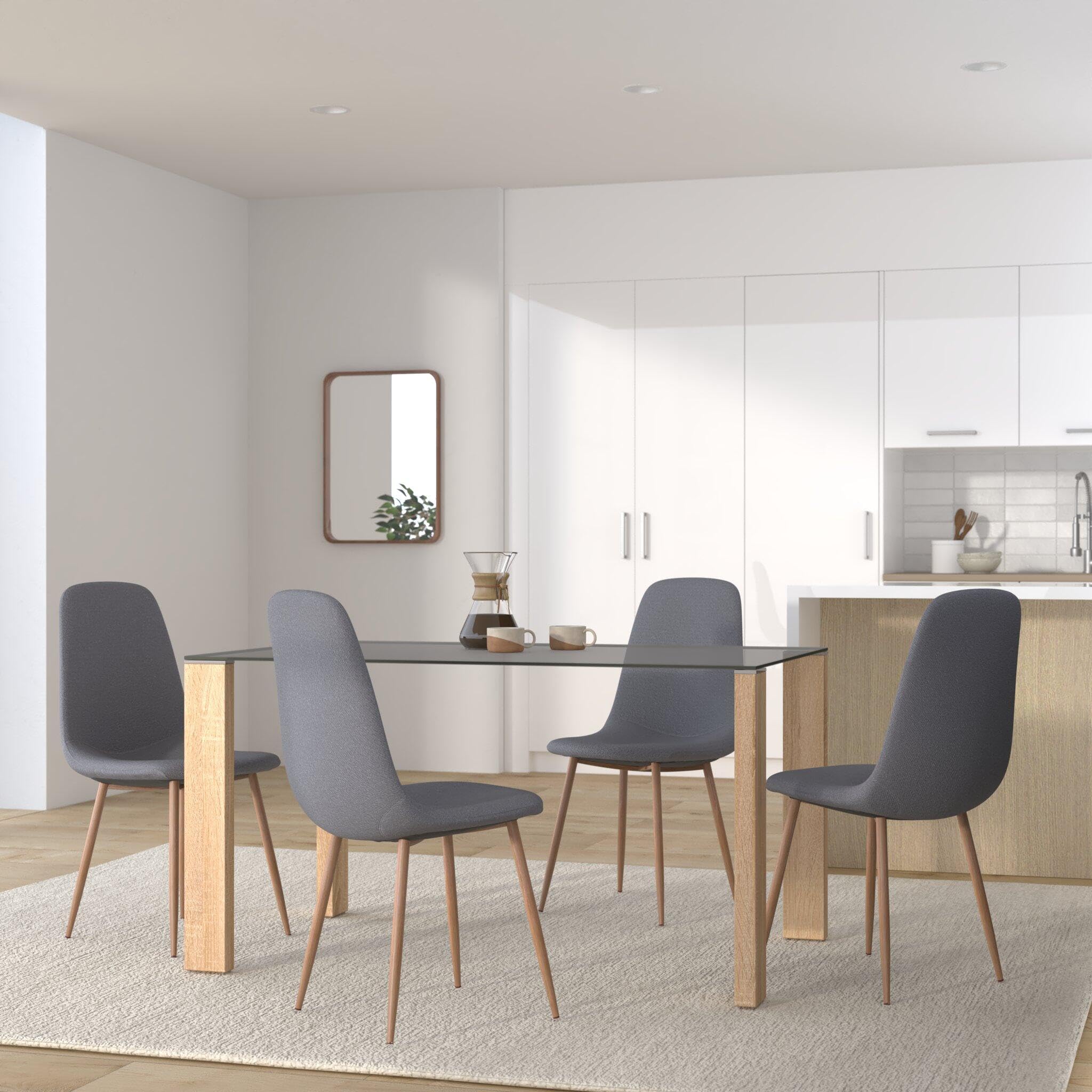 Homely | Mesa de Comedor ROSSET | Mesa Salón, Cocina, Oficina | Estilo Moderno | Diseño Sencillo, Actual y Elegante | Tapa Cristal Templado | Patas de MDF Laminadas Color Madera | 140x90 cm