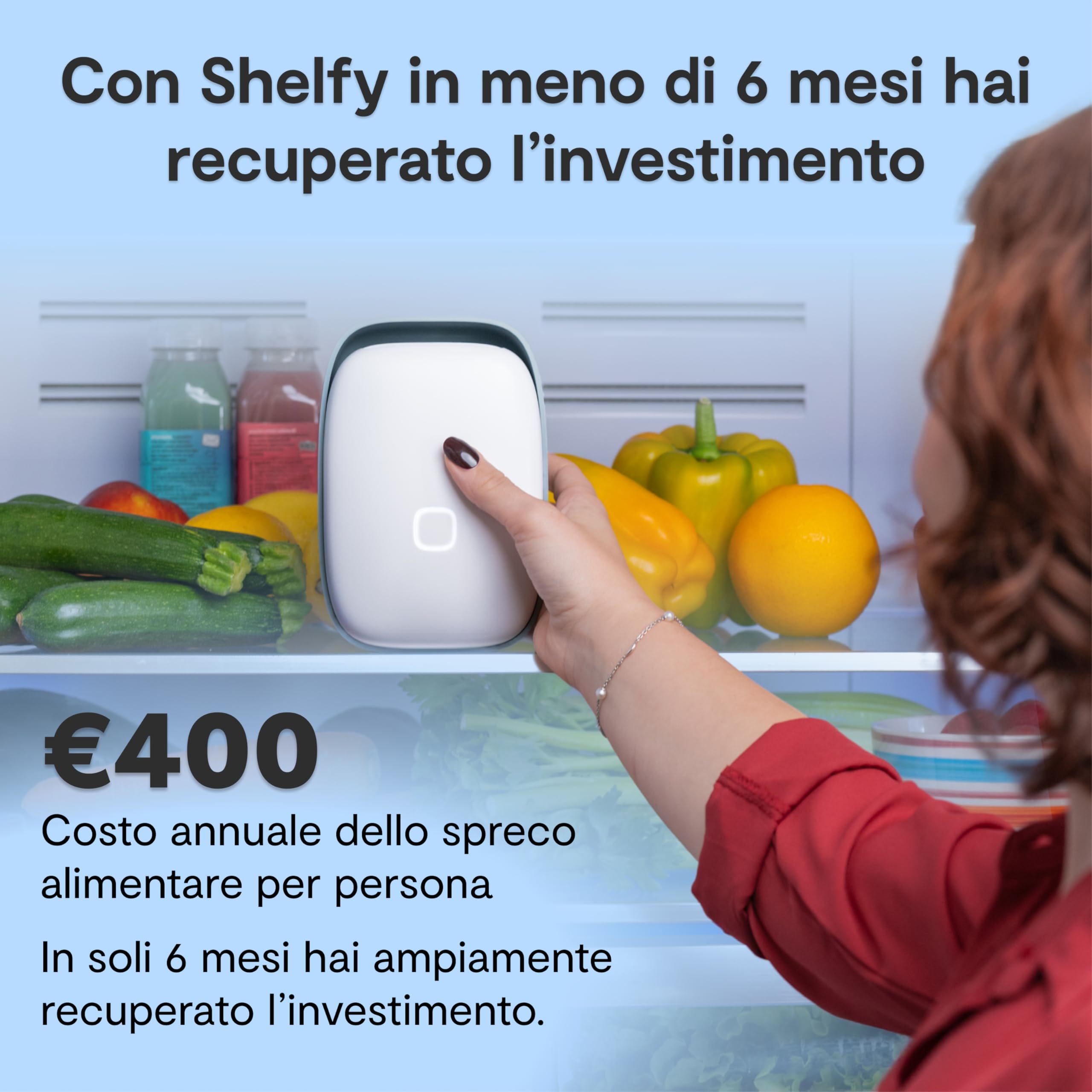 VITESY SHELFY NUOVO Smart Device per Frigorifero | Estende Freschezza Cibo e Riduce Spreco Alimentare | Rimuove Cattivi Odori | Tecnologia IoT | Filtro Fotocatalitico (Bianco Nuovo)