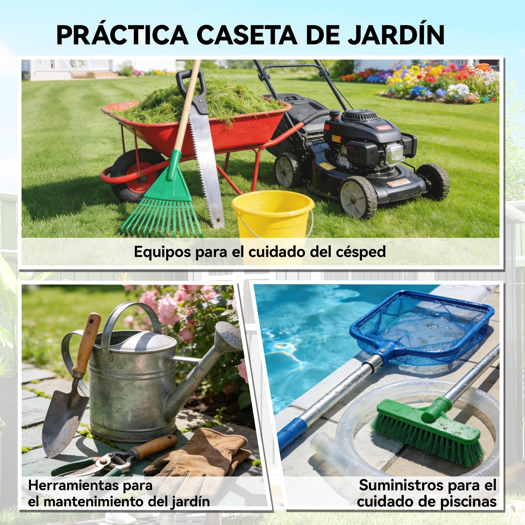 Outsunny Caseta de Jardín Exterior 1,37 m², 163x90x179 cm, Cobertizo de Jardín Exterior Metálico con Puerta con Pestillo y Ranuras de Ventilación, para Almacenamiento de Herramientas, Gris Oscuro - 3