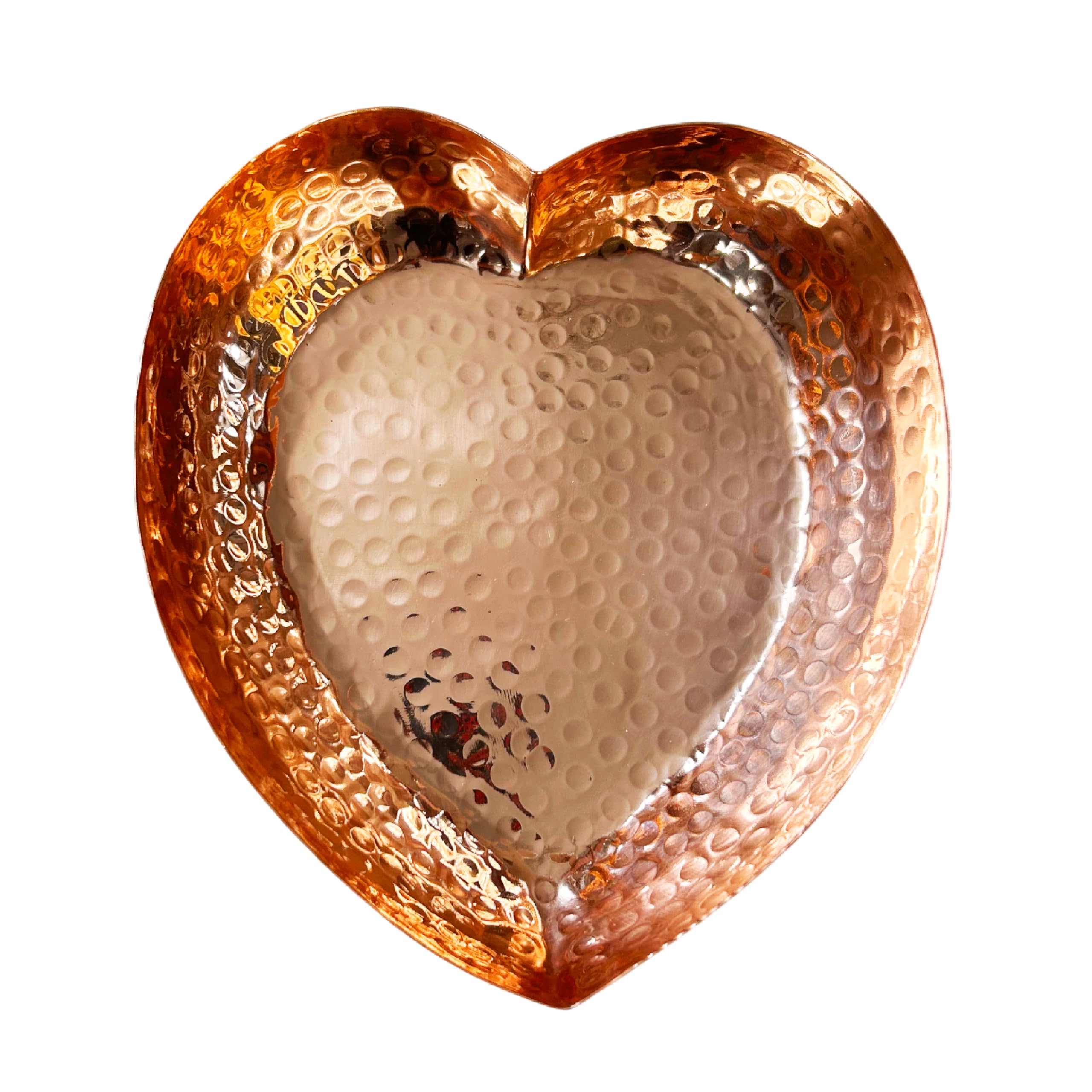 Copper Heart Shape Dish - Hand Hammered Pure Copper Bowl - Serving Tray Bowl For Appetizers, Candy Dish - Heart Shaped - Large Size