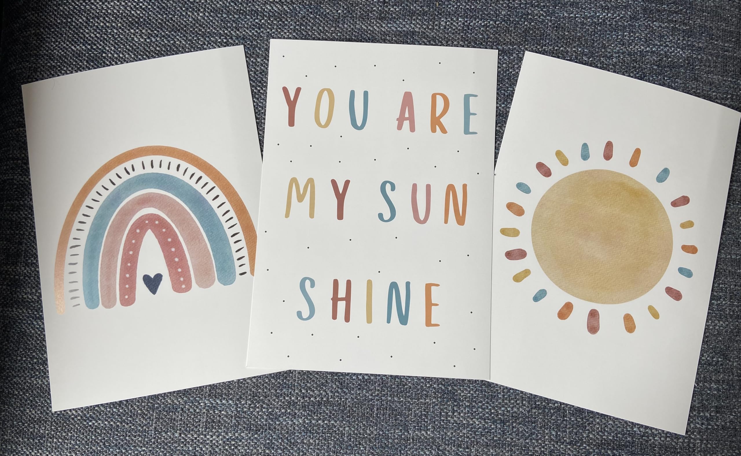 Set Di 6 Stampe Quzenu Con Cornice – Quadri Boho Per Cameretta – Scritta You Are My Sunshine E Arcobaleno – 20x25 Cm - 2