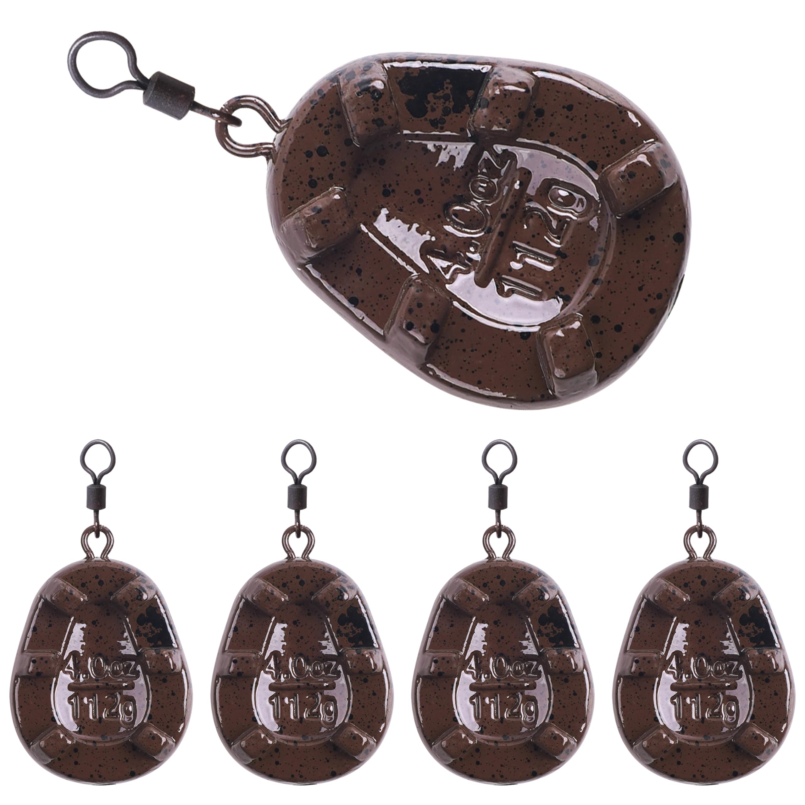 Carp Fishing Weight Sinkers,Coated Tapered Flat Pear Carp Fishing Sinkers with Rolling Swivel Carp Coarse Fishing Gear Tackle 2oz 2.5oz 3oz 3.5oz 4oz