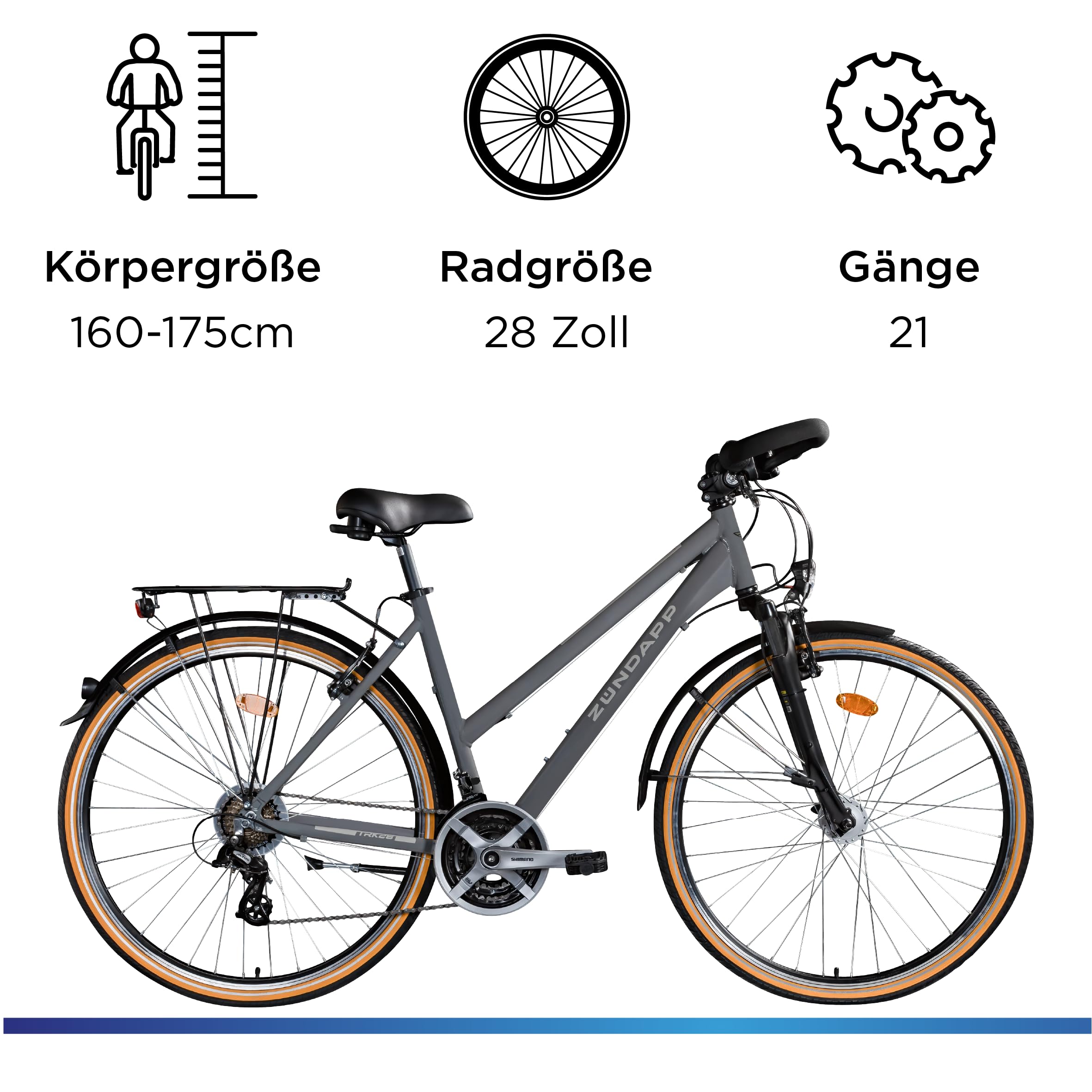 ZÜNDAPP T700 Trekkingrad Damen Herren 28 Zoll ab 160 cm Fahrrad Trekking Rad 21 Gang StVZO Trekkingbike