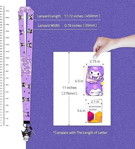 Miniatura 4 de Lanyards Kuromi - Cordón con bonito soporte para tarjetas de identificación, cordón de anime con soporte para tarjetas de identificación, con cierre