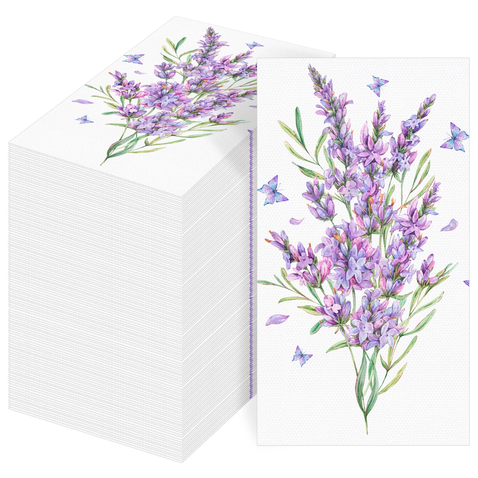 100 Pcs Disposable Floral Paper Napkin Decorative Bathroom Hand Towel