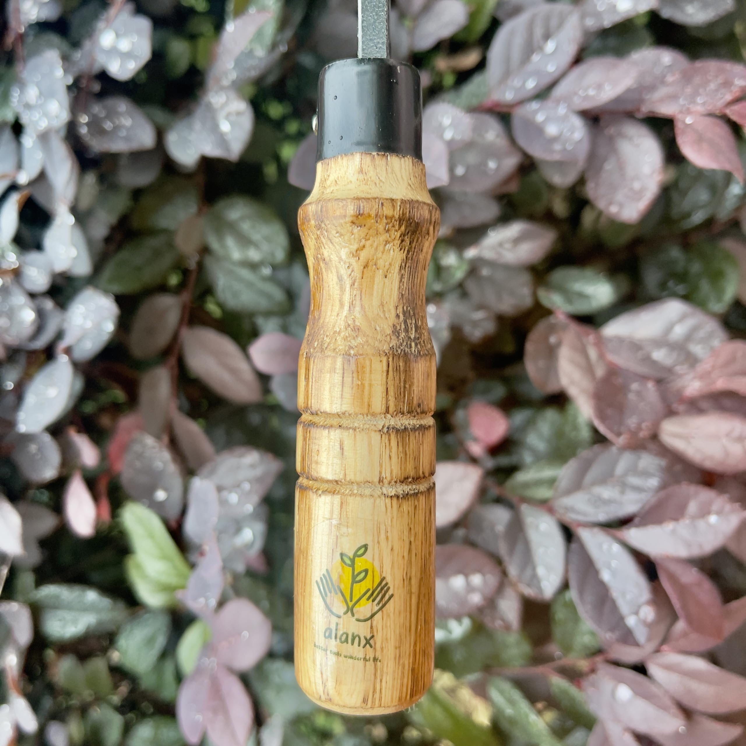 Alanx Faucille de jardinage japonaise de 12 pouces, houe à désherber avec manche en bois long