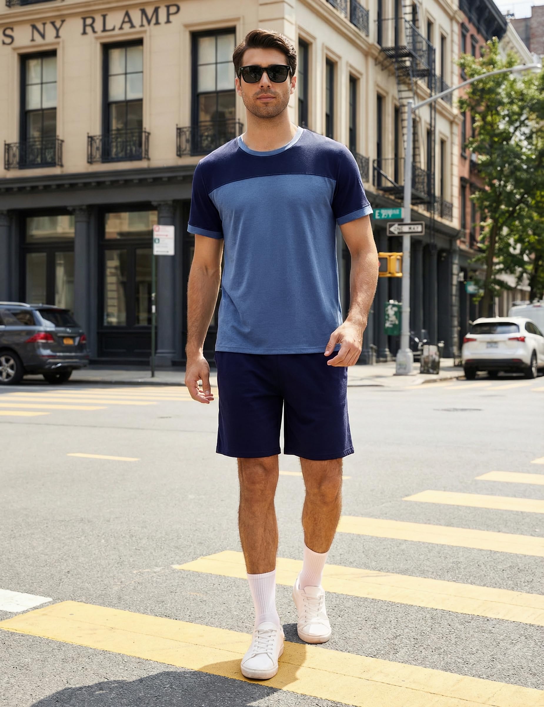 Aseniza Schlafanzug Herren Kurz Pyjama Set Shorty Sommer Schlafanzüge für Männer Baumwolle Hausanzug und Pyjamashose