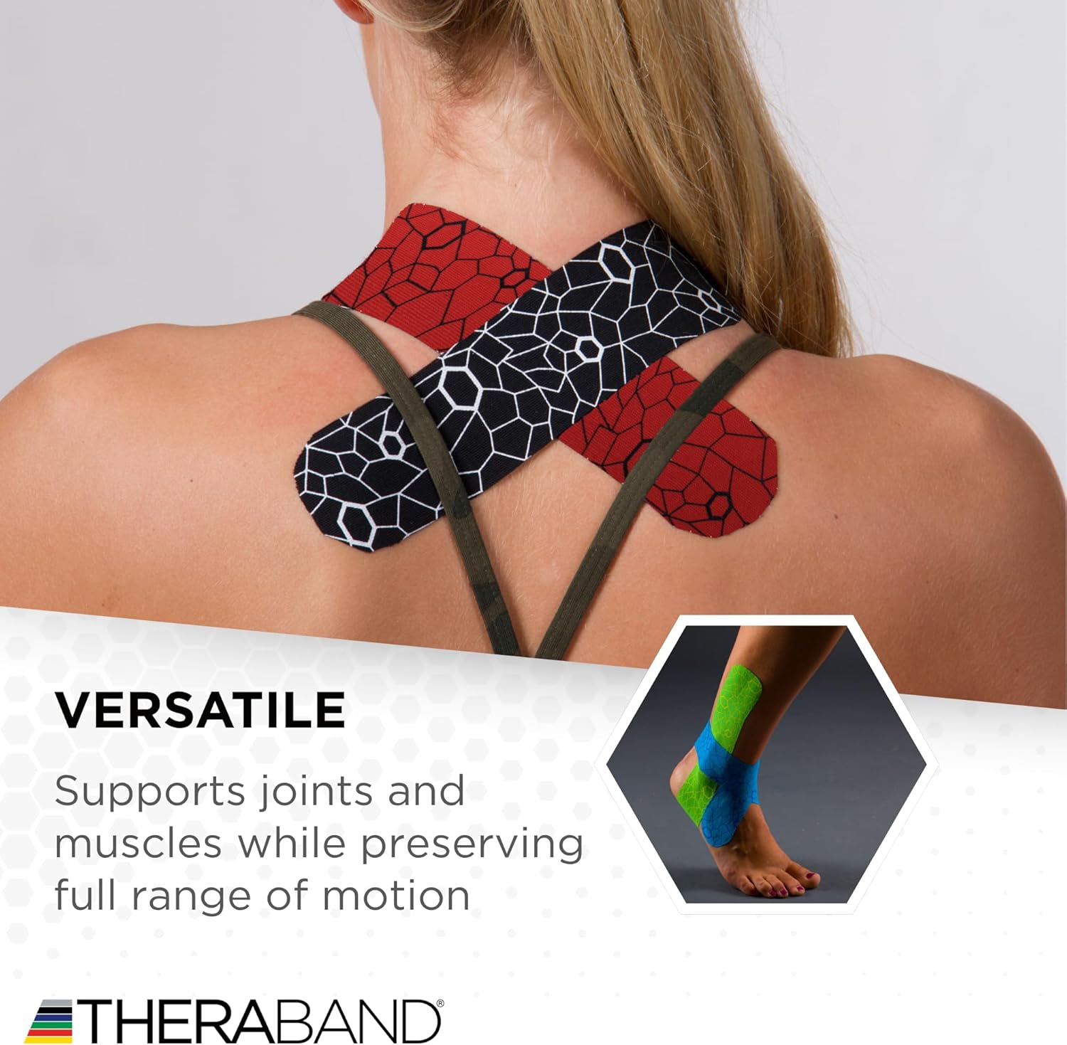 THERABAND Kinesiology Tape, Roll, with XactStretch Indicatorsv Water Resistant, Cut-to-Length