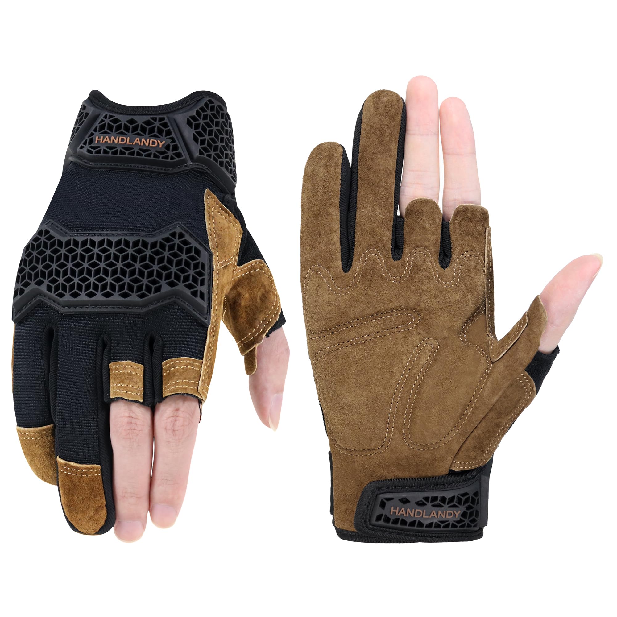 HANDLANDY HLDD Work Gloves Men - 3 Fingerless Work Gloves for Driving, Cycling, Motorcycle, Climbing, Outdoor Work — image 1