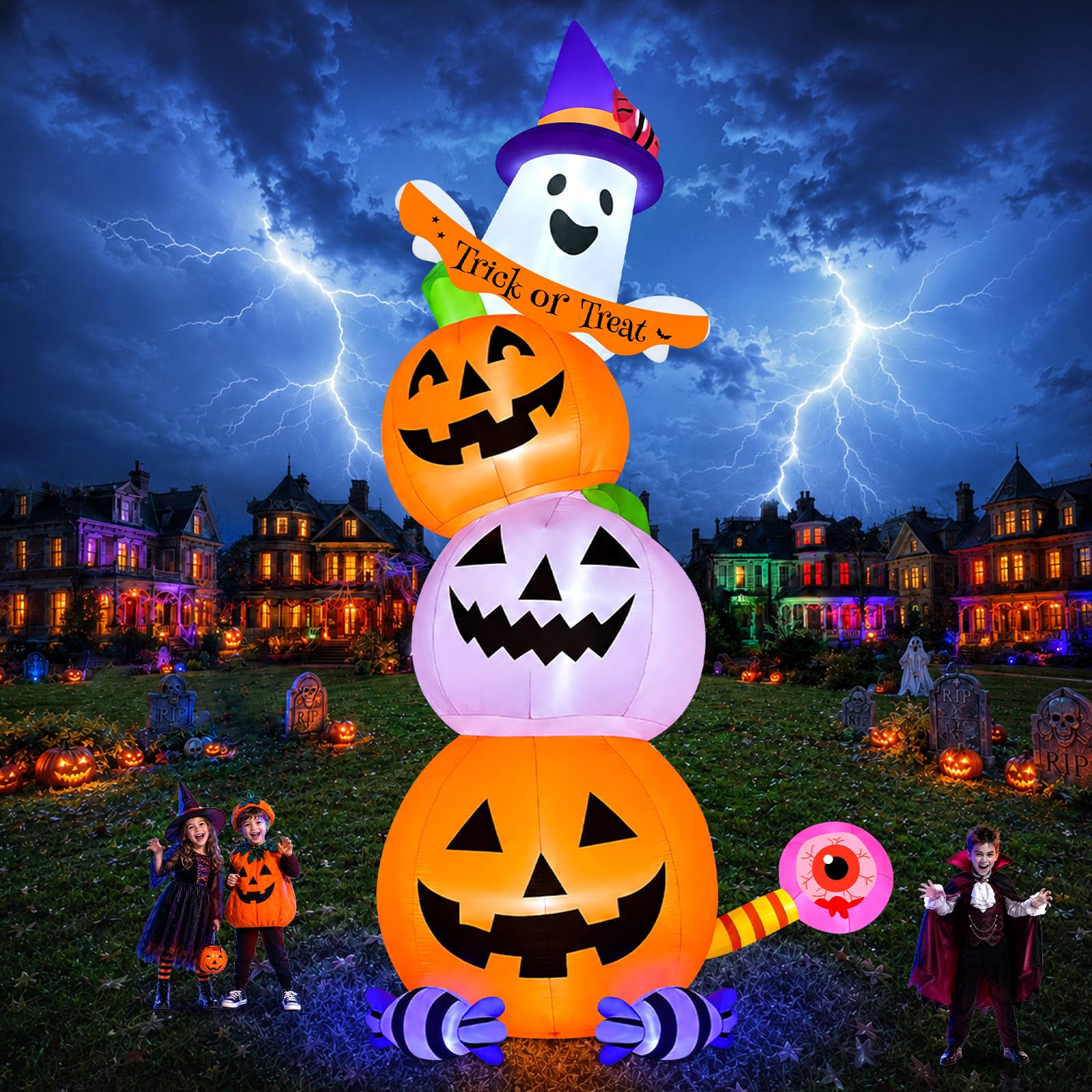 Kalolary Wysoka gigantyczna dynia Halloween nadmuchiwana dekoracja 20FT