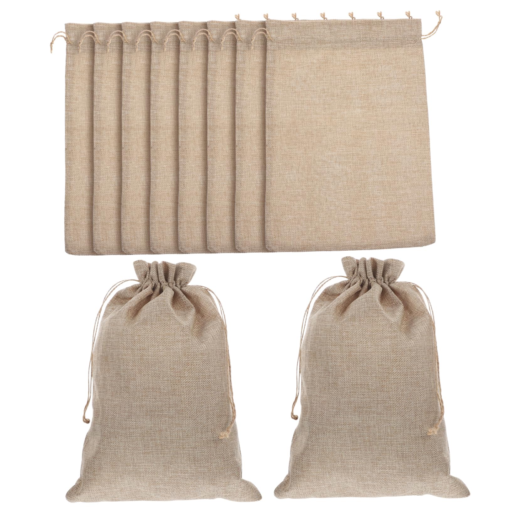 IWOWHERO Sacchetti in Cotone e Lino con Coulisse, 10 Pz, 10x14 Pollici, Borse per Bomboniere, Feste, Natale e Confezioni Personalizzate