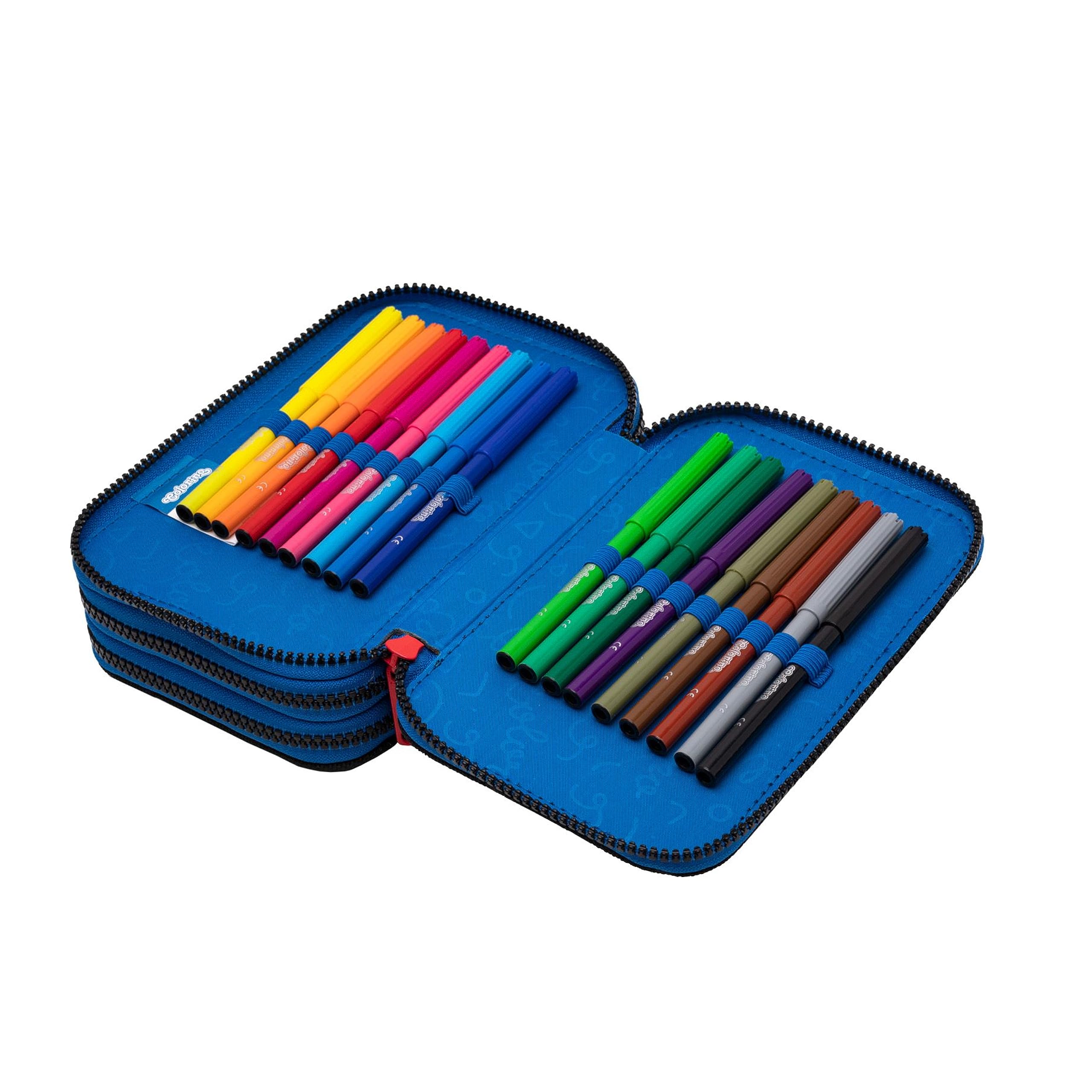 Goldkids Federtasche 3-fache Federmappe Colorino NASA Federmäppchen 46-teilig gefüllte Schüleretui Stifte und Pinsel inkl. Aufgabenheft Federbox Etui Stiftetasche Schlamper-Etui Schul-Etui