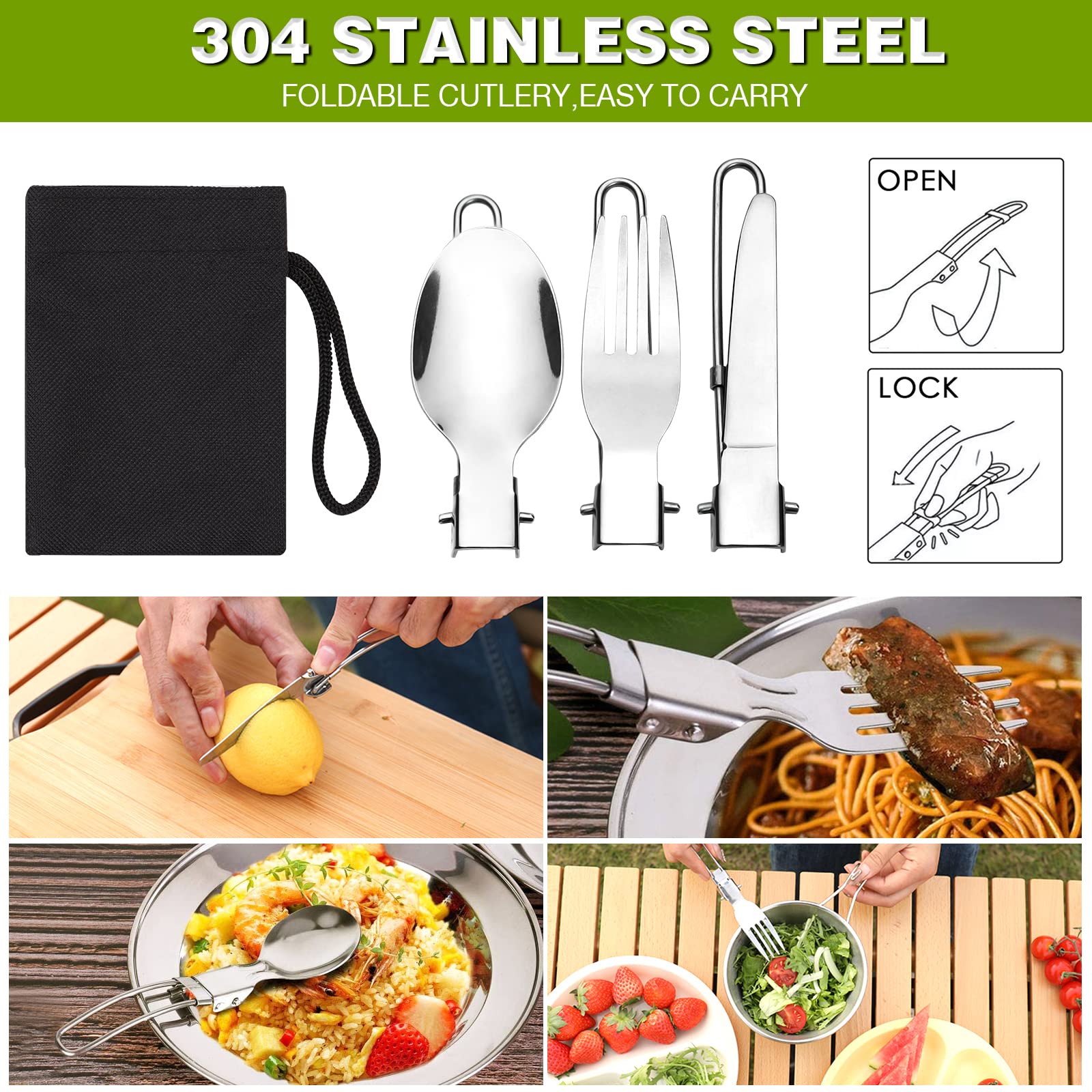 Juego de Cocina para Acampar, 14 Piezas Camping Cookware Outdoor Utensilios Cocina Camping Ollas de Aluminio Ligero Plegables Set de Ollas Camping, para 2-3 Personas Camping Senderismo