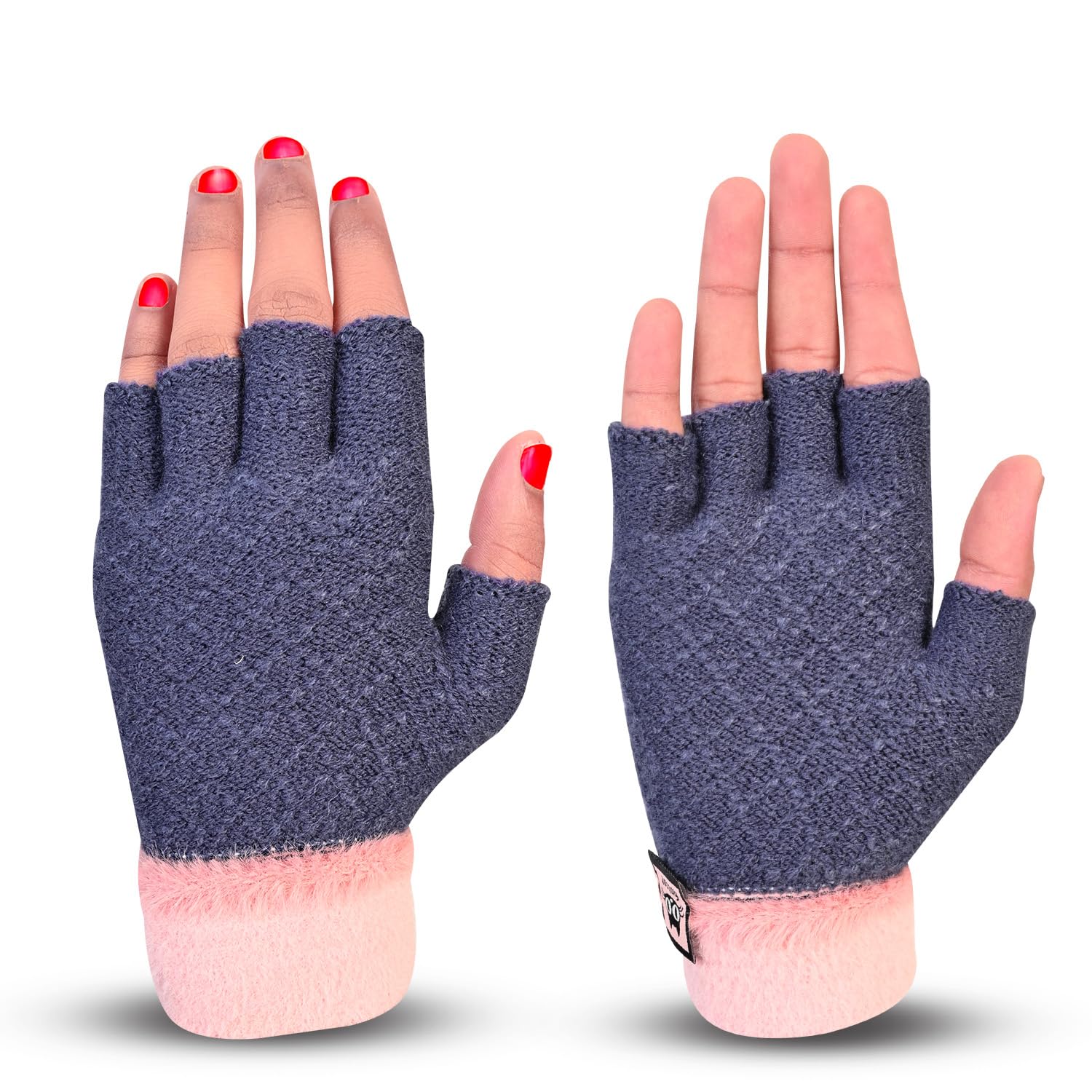 Women's Winter Woollen Half Fingure Gloves For Cold Weather (SGD-1525-1526)-image-45