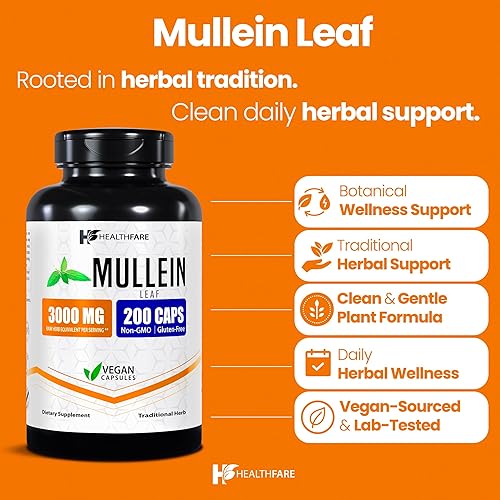 Miniatura 2 de Extracto de cápsulas de hoja de gordolobo, 3000 mg | 200 cápsulas vegetales | Limpieza pulmonar y salud respiratoria | Fórmula de máxima potencia |