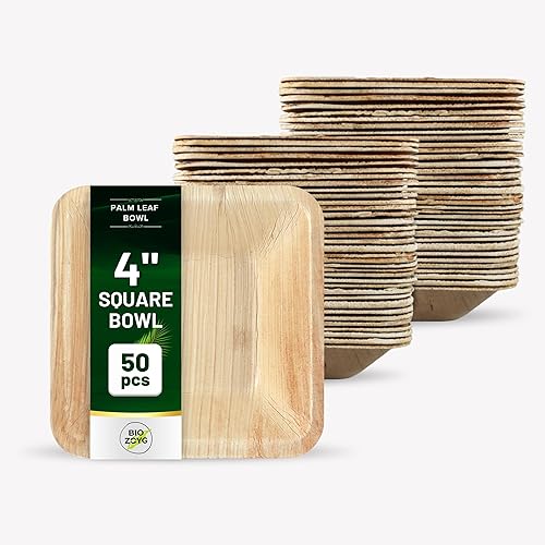 BIOZOYG 50 cuencos cuadrados de 4 pulgadas de 4 onzas adecuados para servir helados, aperitivos, cuencos ecológicos, compostables y la mejor