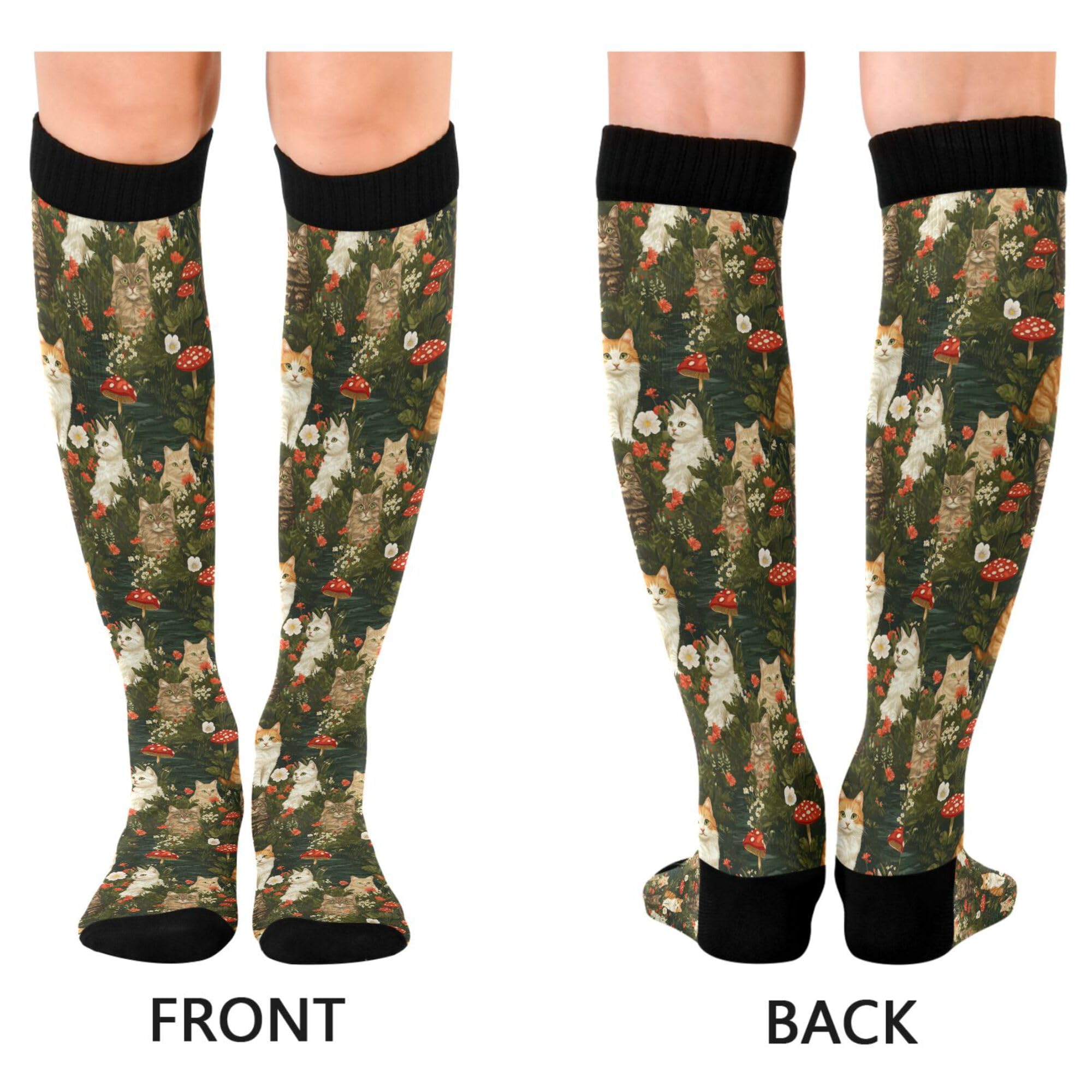 Fashion Cute Socks For Men And Women Compression Sock 15-20 mmHg for Nurses, Pregnancy, Flying, Running,Travel Sturdy Manx Cats A River