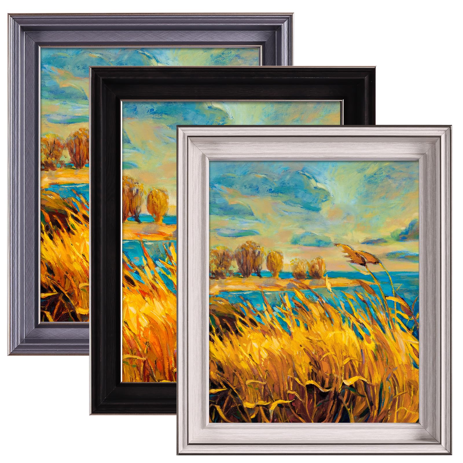 8x10 Picture Frame Vintage Photo Frame Retro Home Decor for Wall Hanging or Tabletop Display, Unqiue Gift for Wedding Birthday Christmas, Mix Color Set of 3