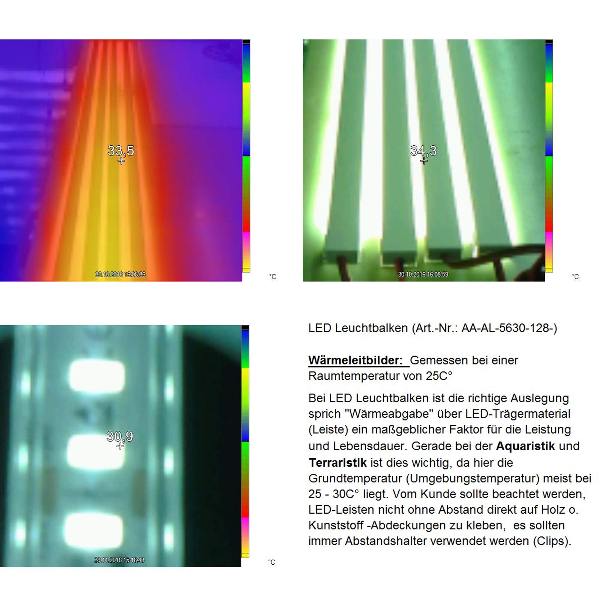 Meerwasser Aquarium LED-Leuchtbalken 3X 30cm (2X Tageslicht + 1x blau)