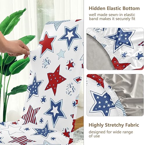 Miniatura 9 de Ollabaky Juego de 4 fundas protectoras para sillas de comedor para el día de San Valentín, elásticas, lavables, extraíbles con corazones, para sala