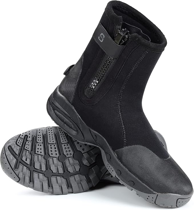 Sarhlio Neoprene Dive Boots 5mm Tall Zippered with AntiSlip Rubber