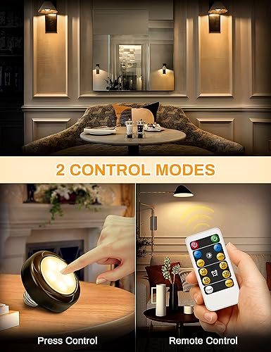 Miniatura 4 de Fulighture Bombilla alimentada por batería, bombilla de batería de tornillo E26E27 con control remoto, luces de disco de temporizador regulables