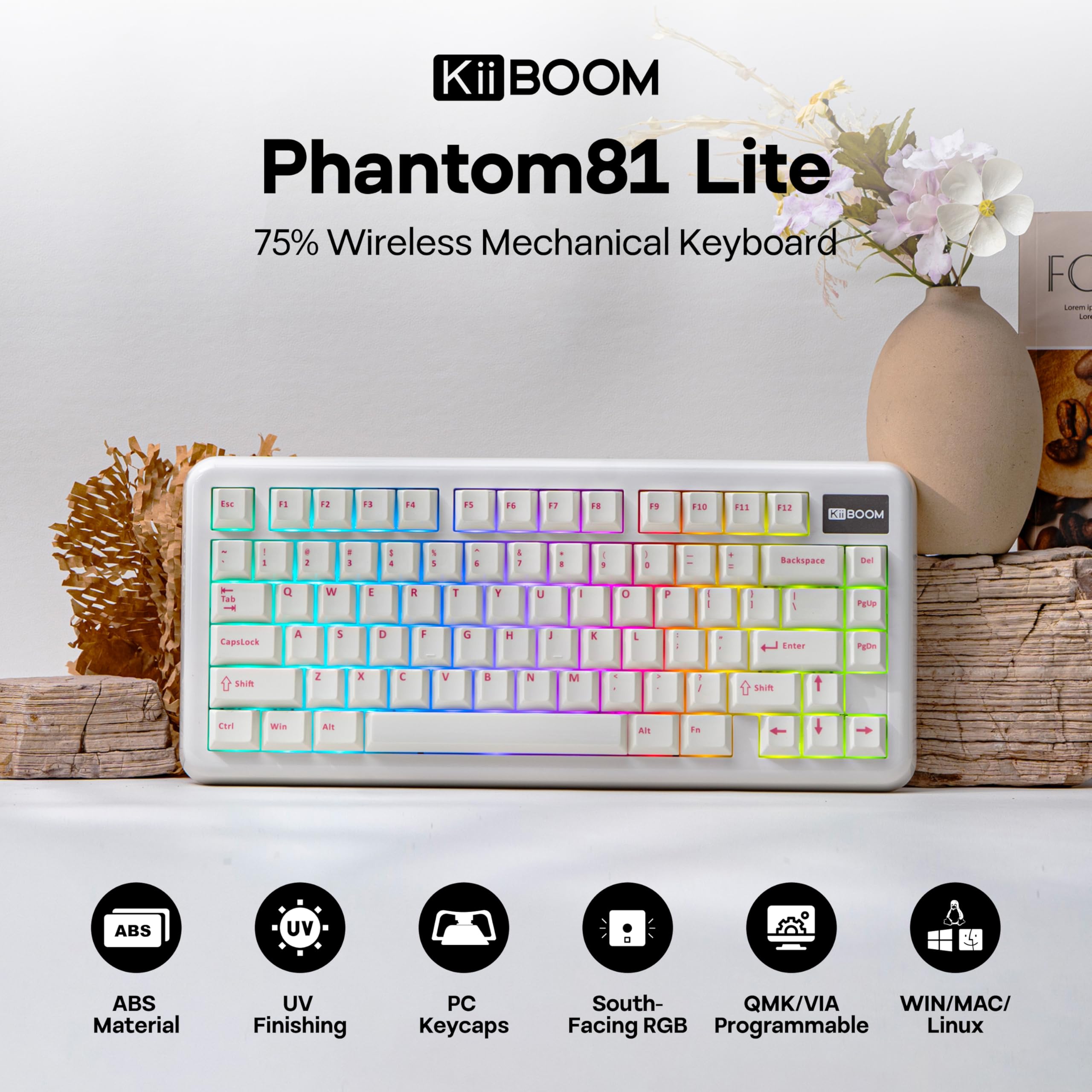 Amazon | KiiBOOM Phantom81 Lite 75% ガスケット メカニカル