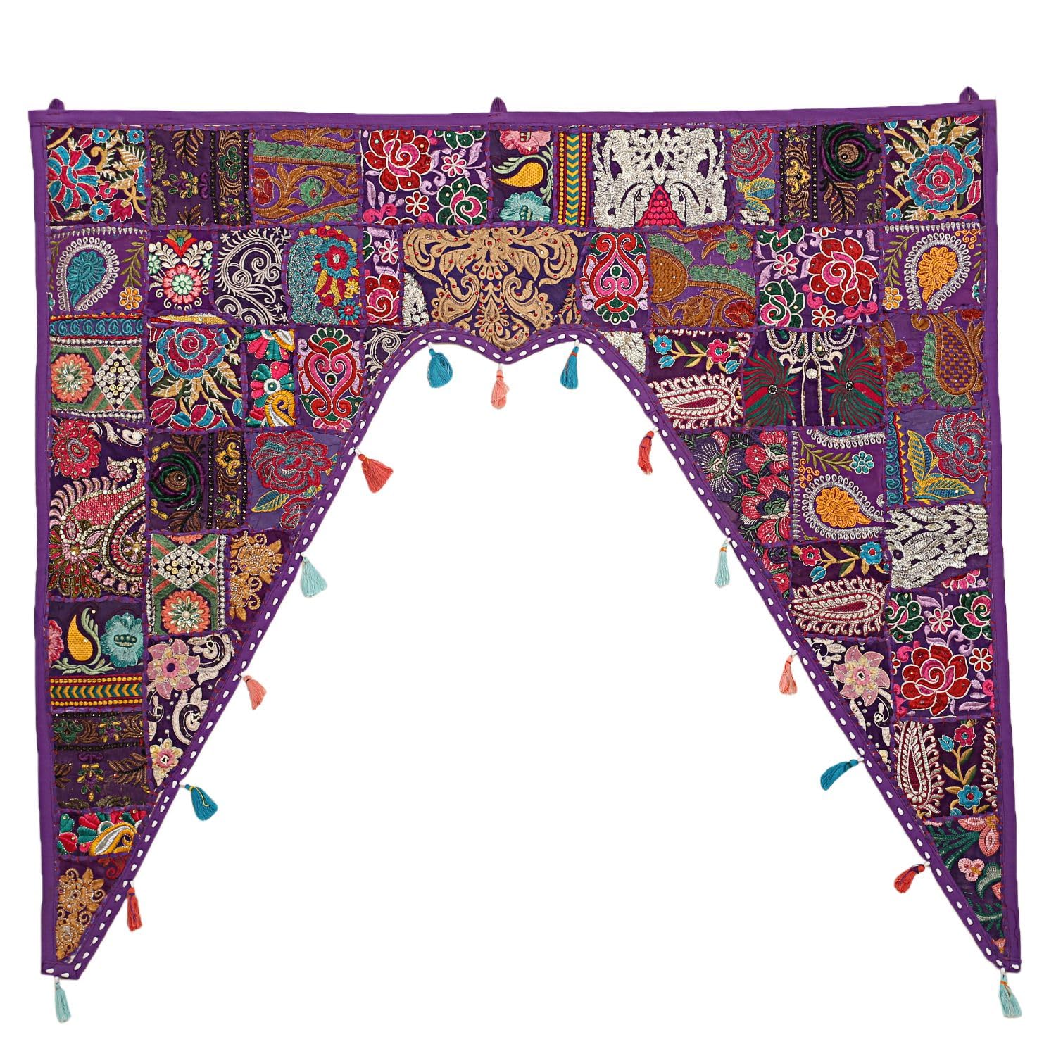 Cortina decorativa de algodón floral para tapar y vestir una puerta grande