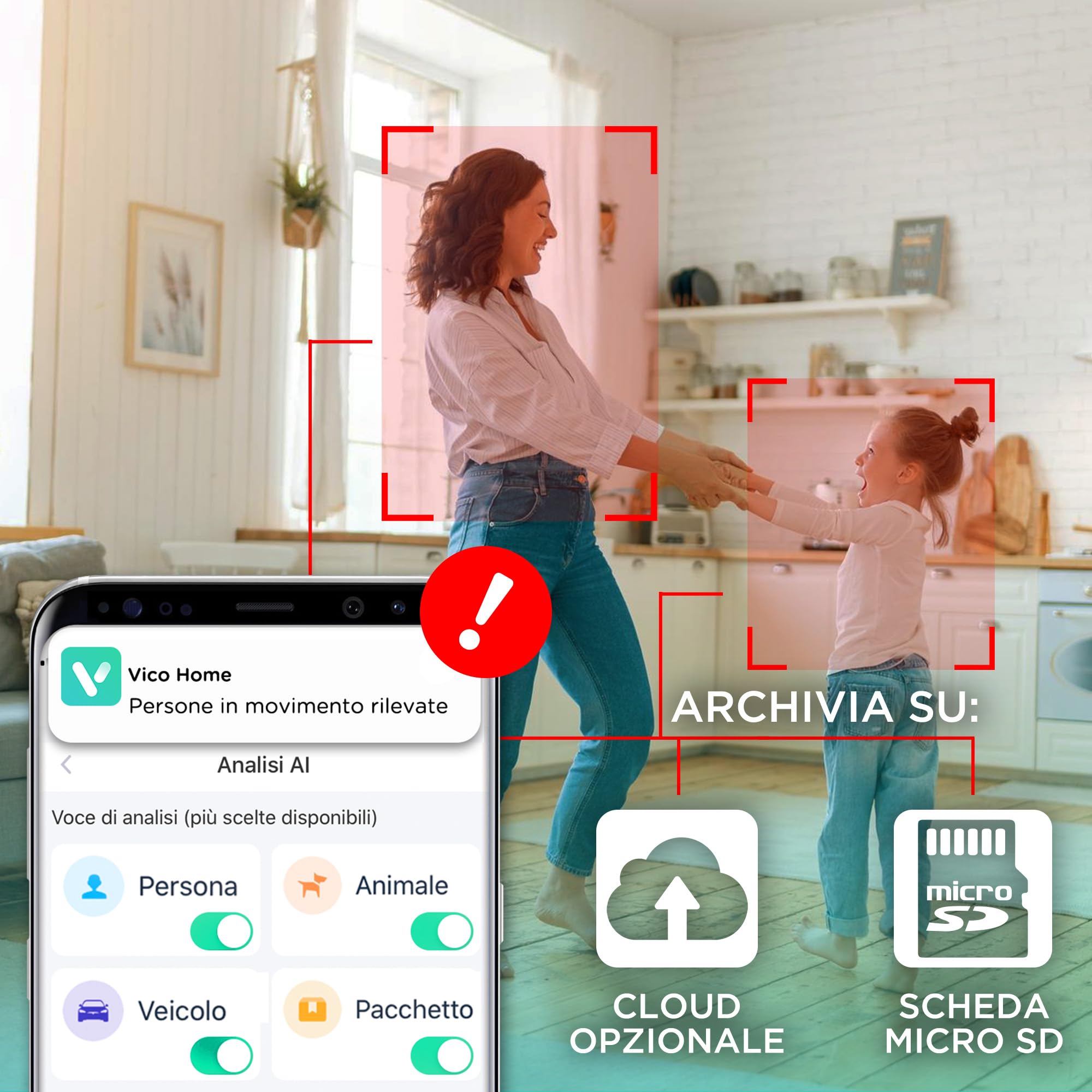 Atlantis Volta Pro Telecamera Wi-Fi 3MP a batteria, senza fili IP65 | Visione IR/LED, audio 2 vie, PIR movimento, MicroSD, app, notifiche push e cloud, cod. A16-VL82