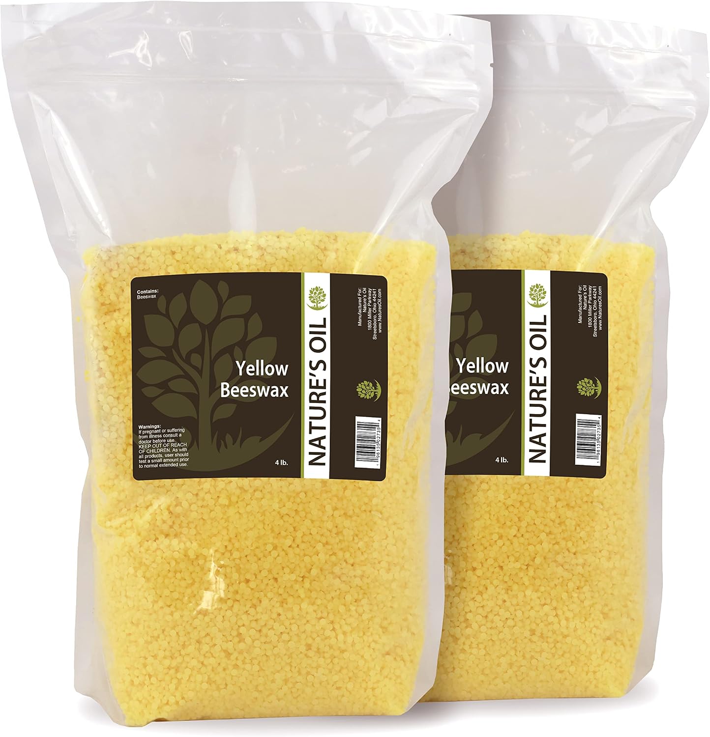 Nature's Oil Yellow Natural Beeswax Pearls, Triple Filtered, 8lbs