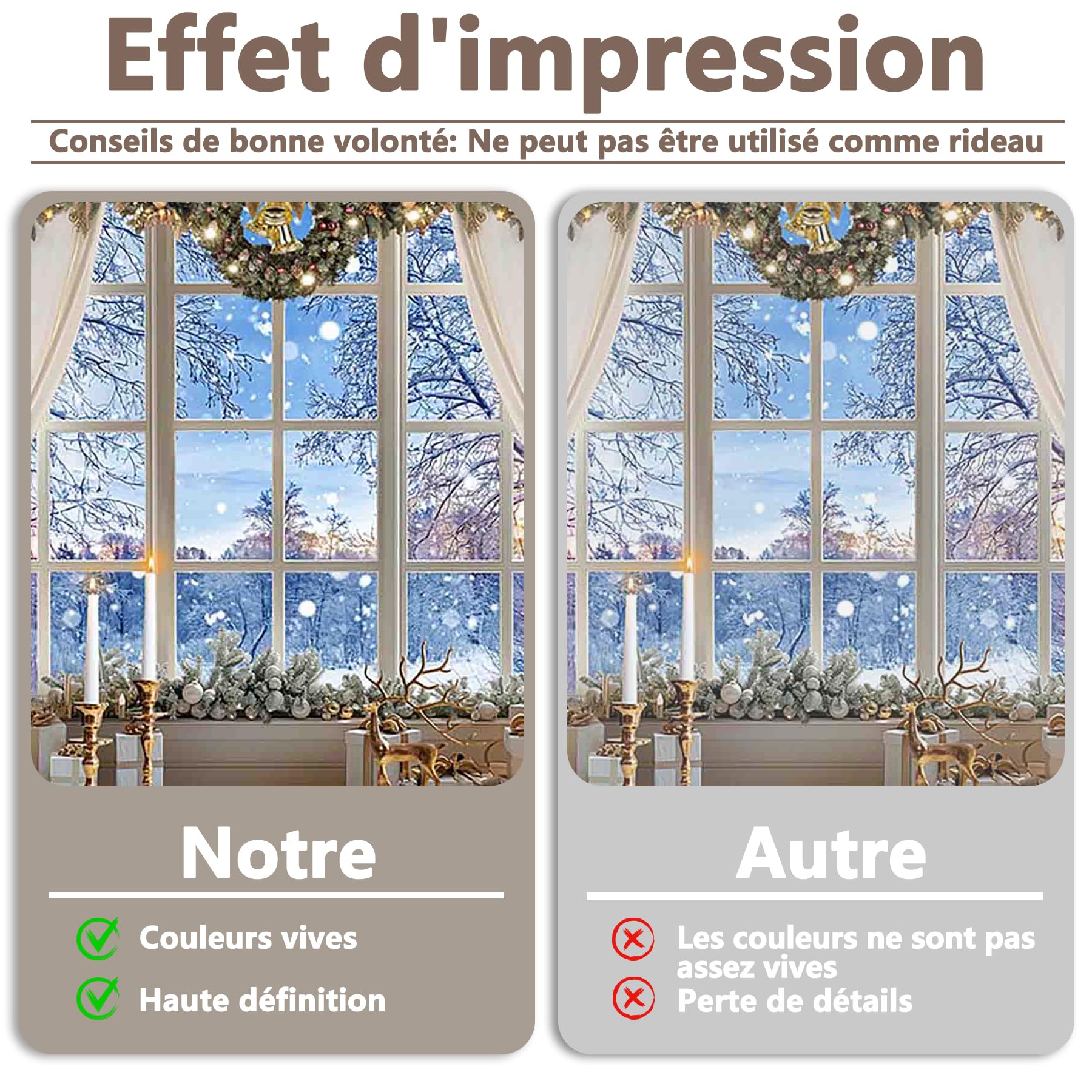 Luminora 3 x 2,4 m Scène de Neige d'hiver Toile de Fond | Tissu en polyester, Blanche Arbre de Noël Cerf de Noël Décorations d'anniversaire de Vacances Bannière Photo de fête