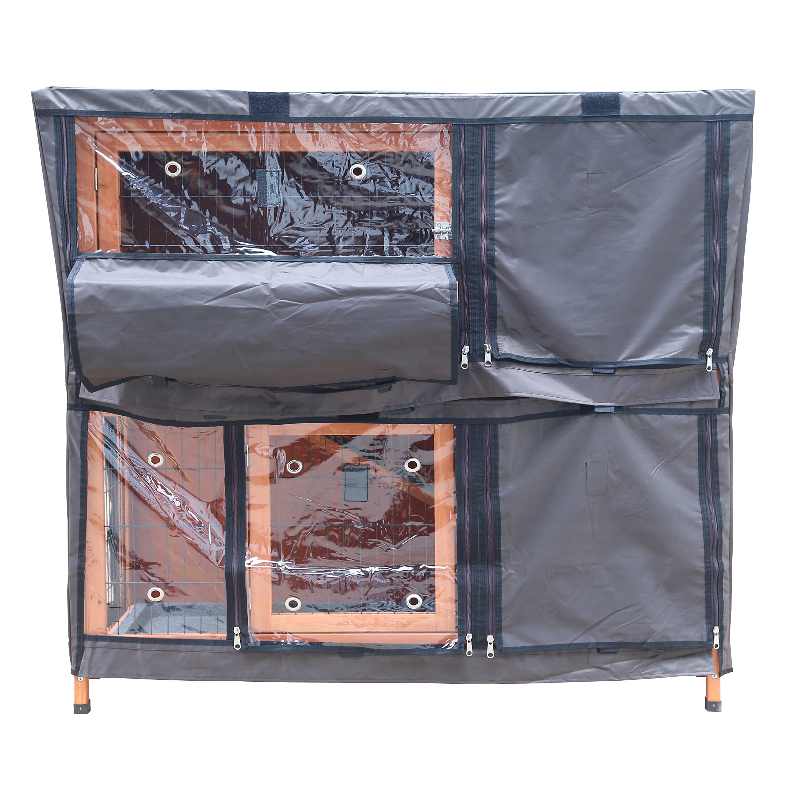 BUNNY BUSINESS Deluxe Rabbit Hutch Cover with Sliding Trays and Hay Rack compartment to fit the BB-48-DDL-HR rabbit hutch 122 x 50 x 100 cms - Image 2