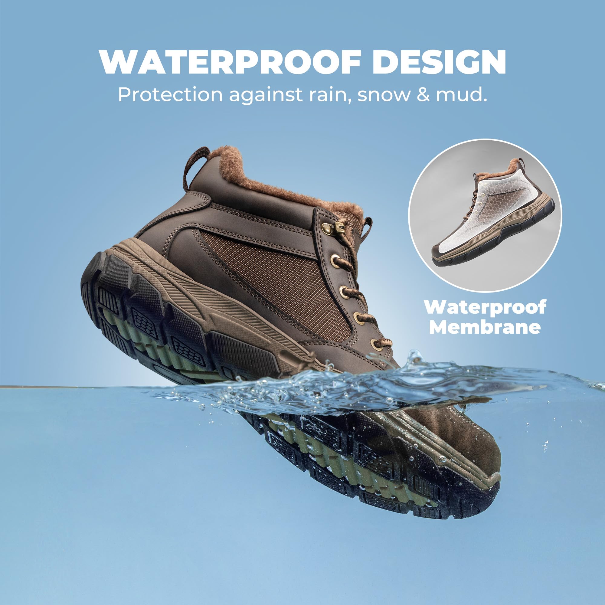 NORTIV 8 Bottes de neige imperméables pour homme - Légères et décontractées - Chukka