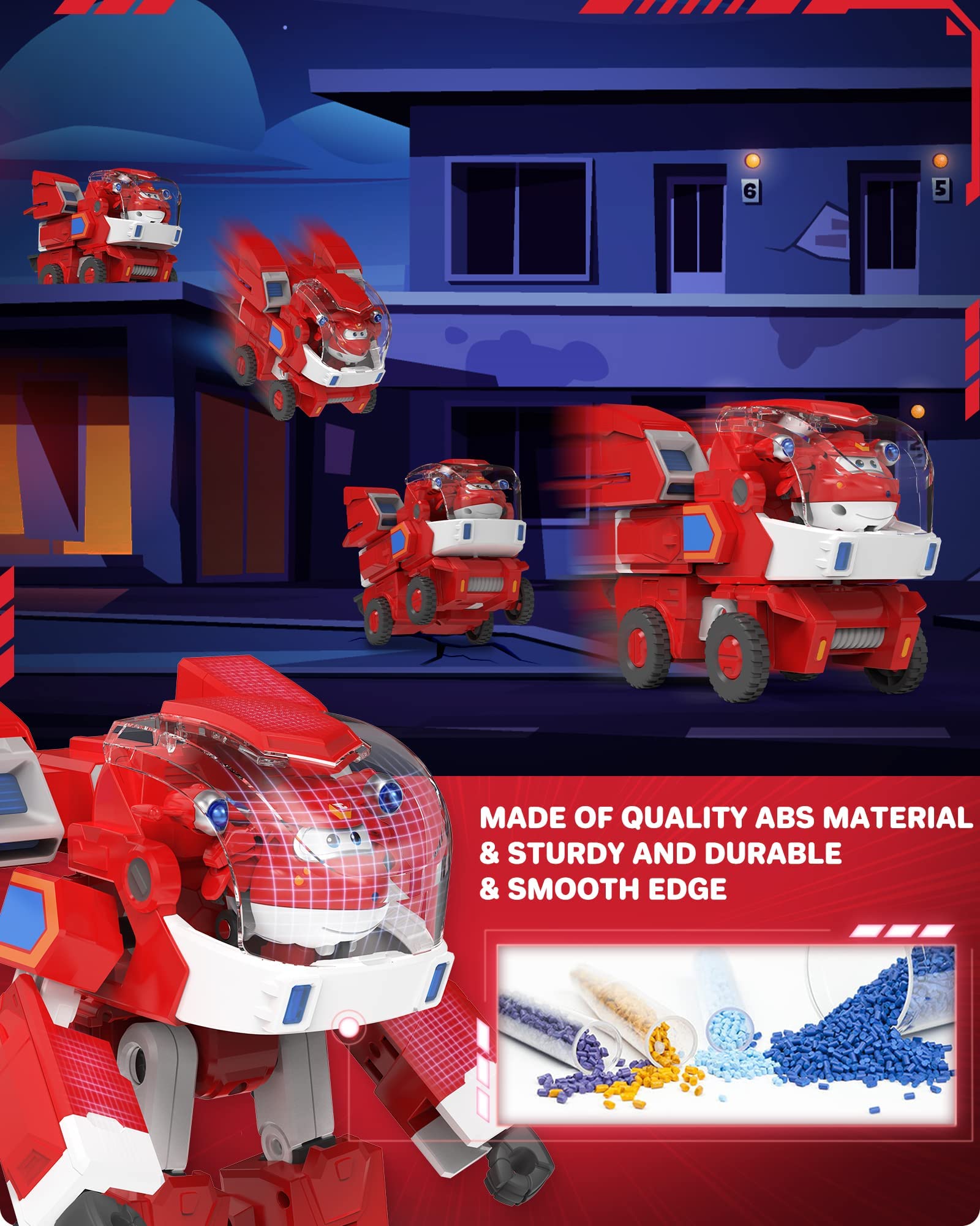Super Wings Jett Transforming Fire Truck Toy 2-in-1 Robot