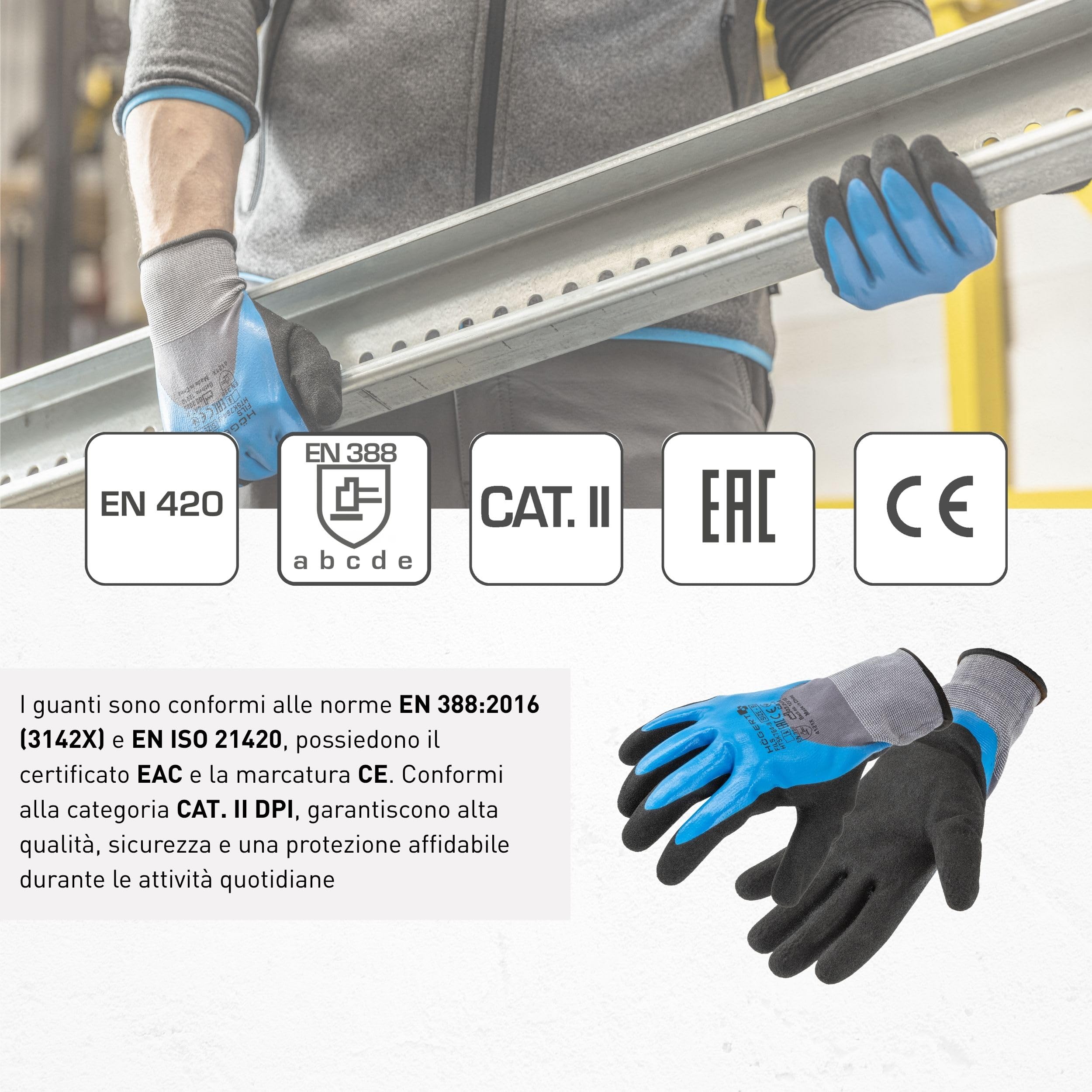 HÃ¶gert Technik Guanti protettivi rivestiti in nitrile GLAN