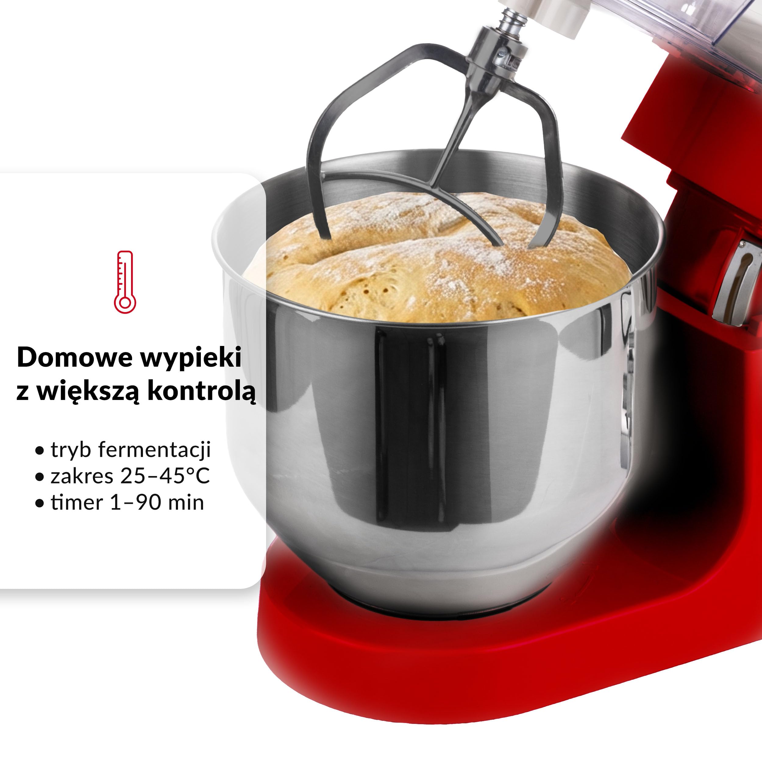 LEHMANN Teyles Robot planetarny 2100W 8L z wagą, wyświetlaczem dotykowym i podgrzewaną misą, robot kuchenny do ciasta, blender 1,5L, maszynka do mięsa, Czerwony