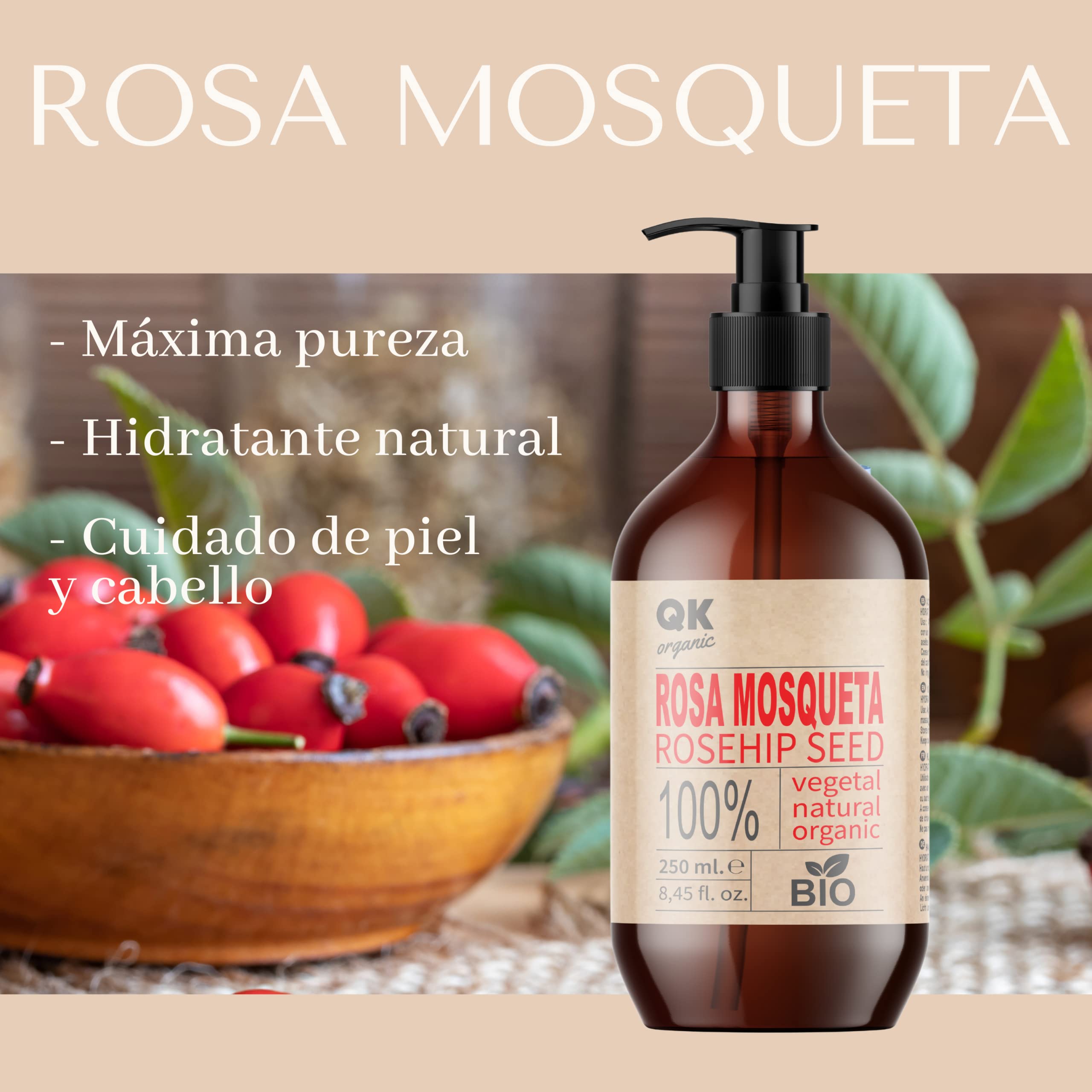 Rosehip Oil, 100% Pure Organic Vegan - 250 ml - for Scars and Stretch Marks - Anti-Wrinkle Anti-Aging - BIO - Cold Pressed - Image 4