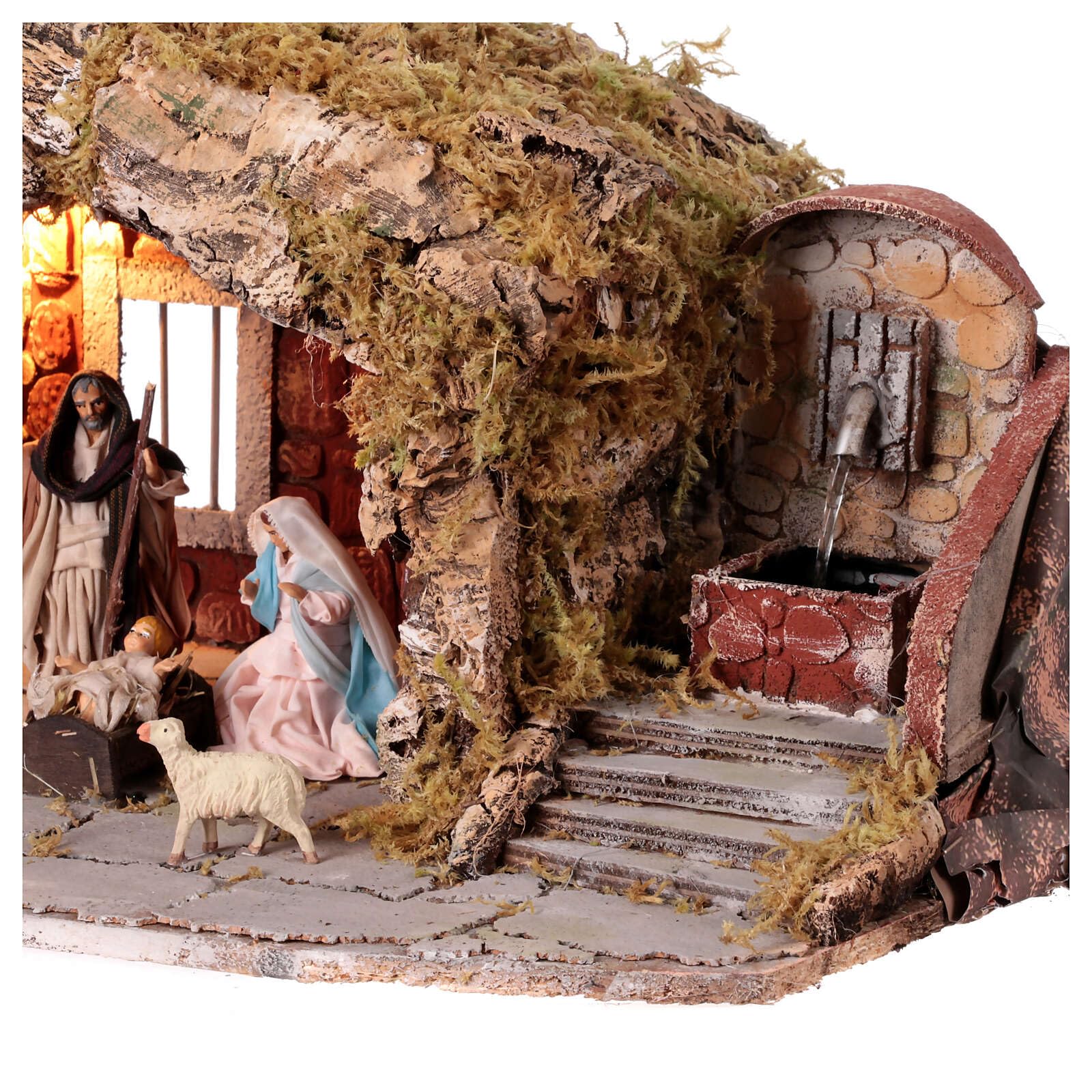 Holyart Crèche Napolitaine: Cabane crèche napolitaine 12 cm avec Effet Briques et Fontaine 40x25x30 cm, Vide