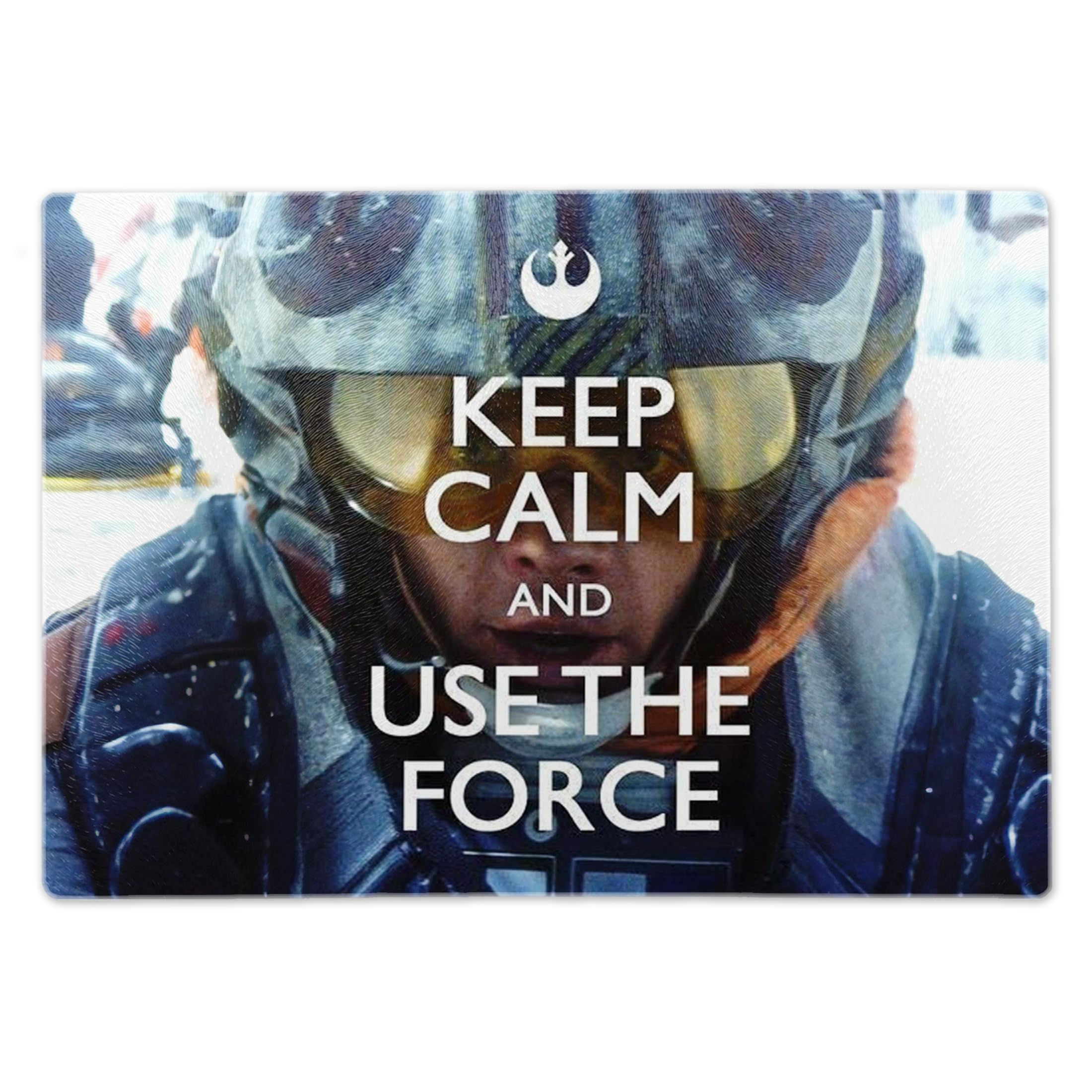 ShopQuality4U Premium Medium Glass Cutting Board Cheese Board Board Keep Calm use The Force - Star Wars - Design Kitchen Worktop Saver Protector
