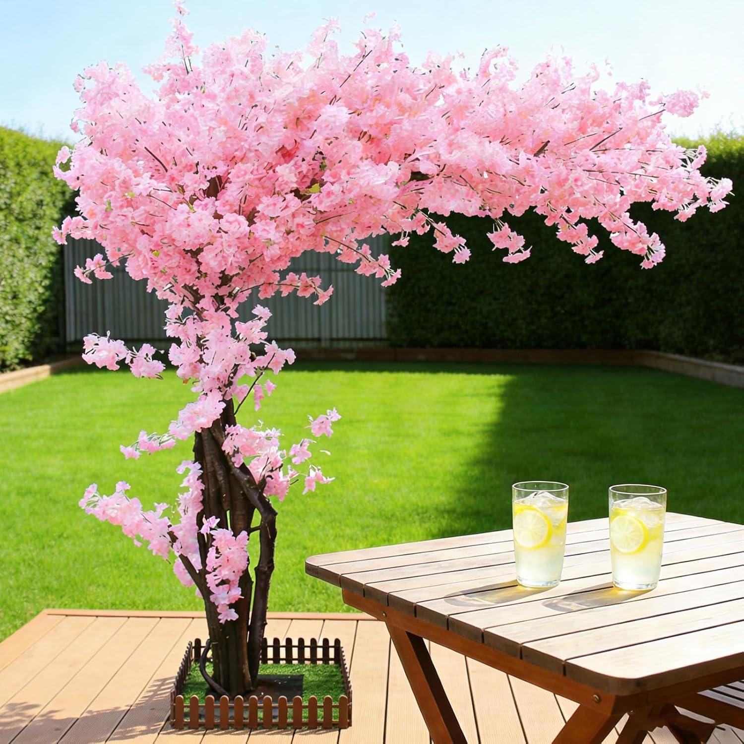 Künstliche Kirschblütenbäume,Japanischer Kirschbaum Künstlich Rosa, Kirschblütenbaum Künstlich XXL,Sakura Baum, für Zuhause,Hochzeit,Party,Garten,1.8x1.5m/5.9x4.9ft
