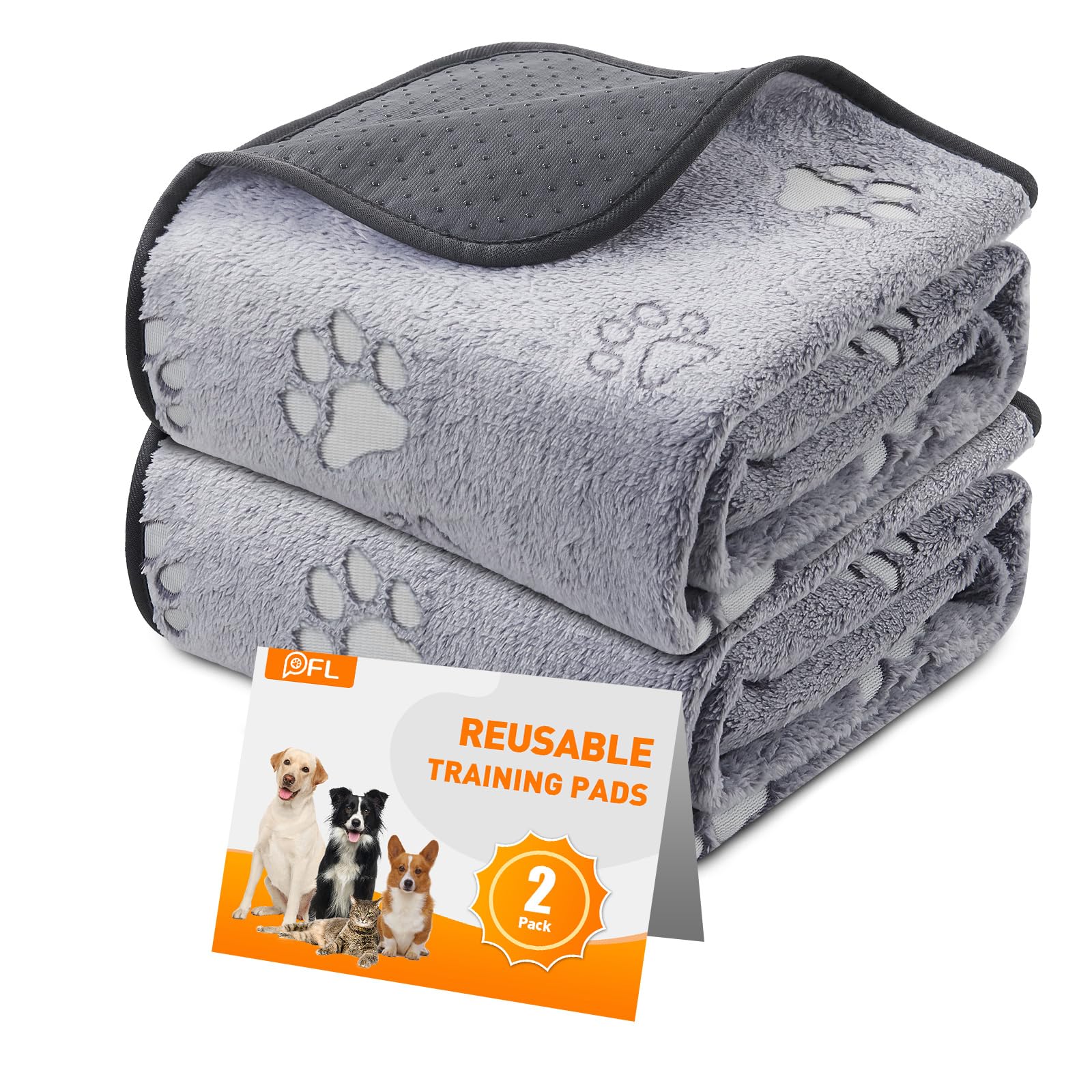 Reusable Puppy Training Pads, 2 Pack Washable Puppy Pads, Super Absorbent Waterproof Dog Mat, Non-Slip Pet Whelping Pads