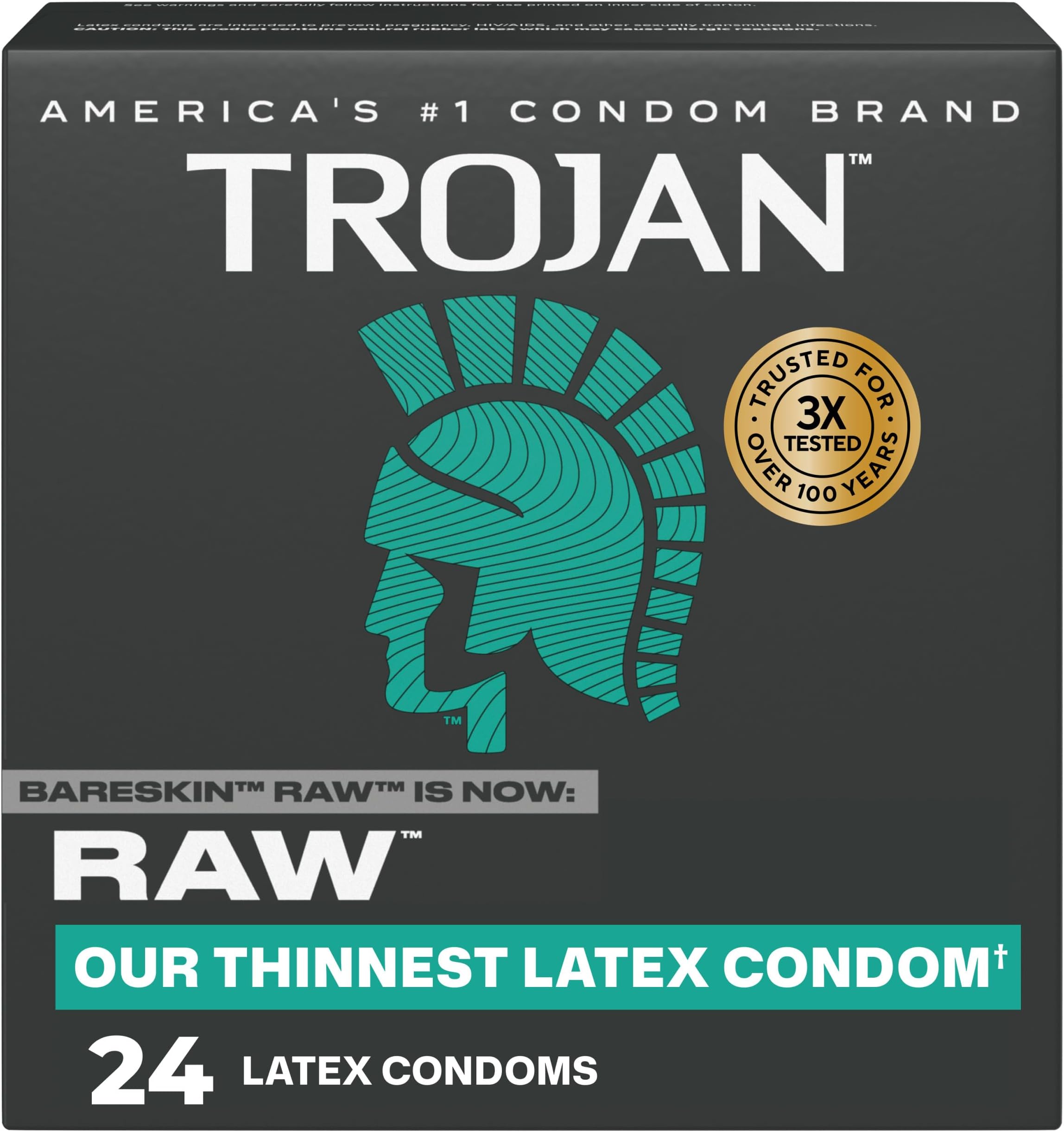 Trojan Condoms Bareskin Raw Lubricated, 24 Count
