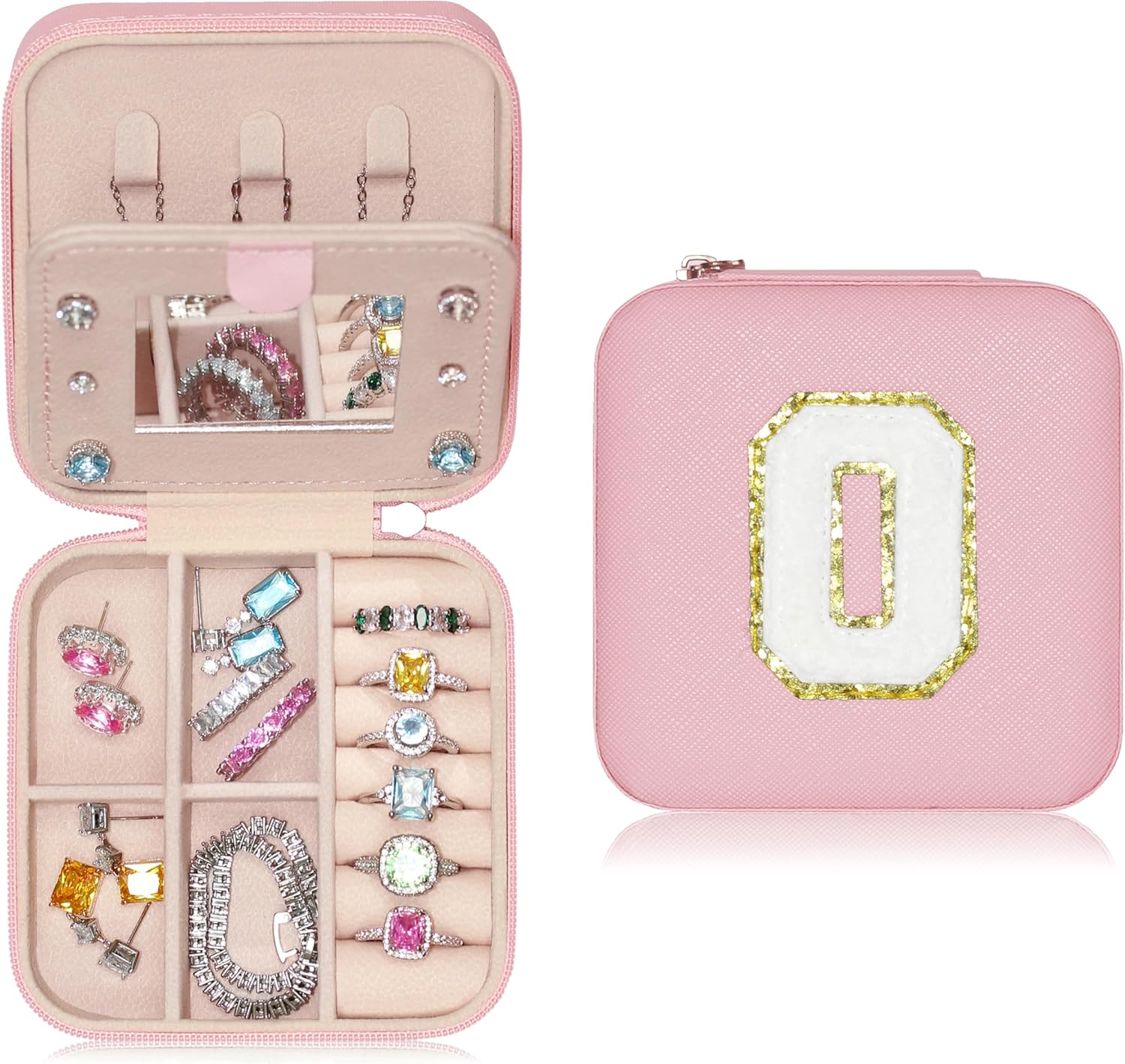 BLUTETE Personalized Initial Jewelry Box White Jewelry