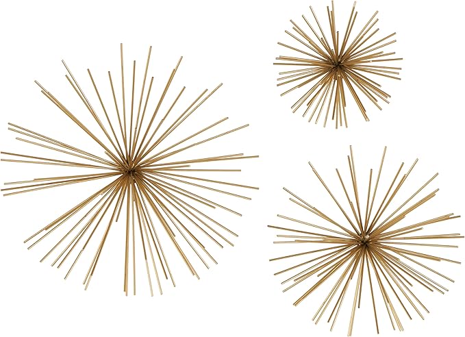 Deco 79 Metal Starburst 3D Long Spike Wall Decor, Set of 3 6