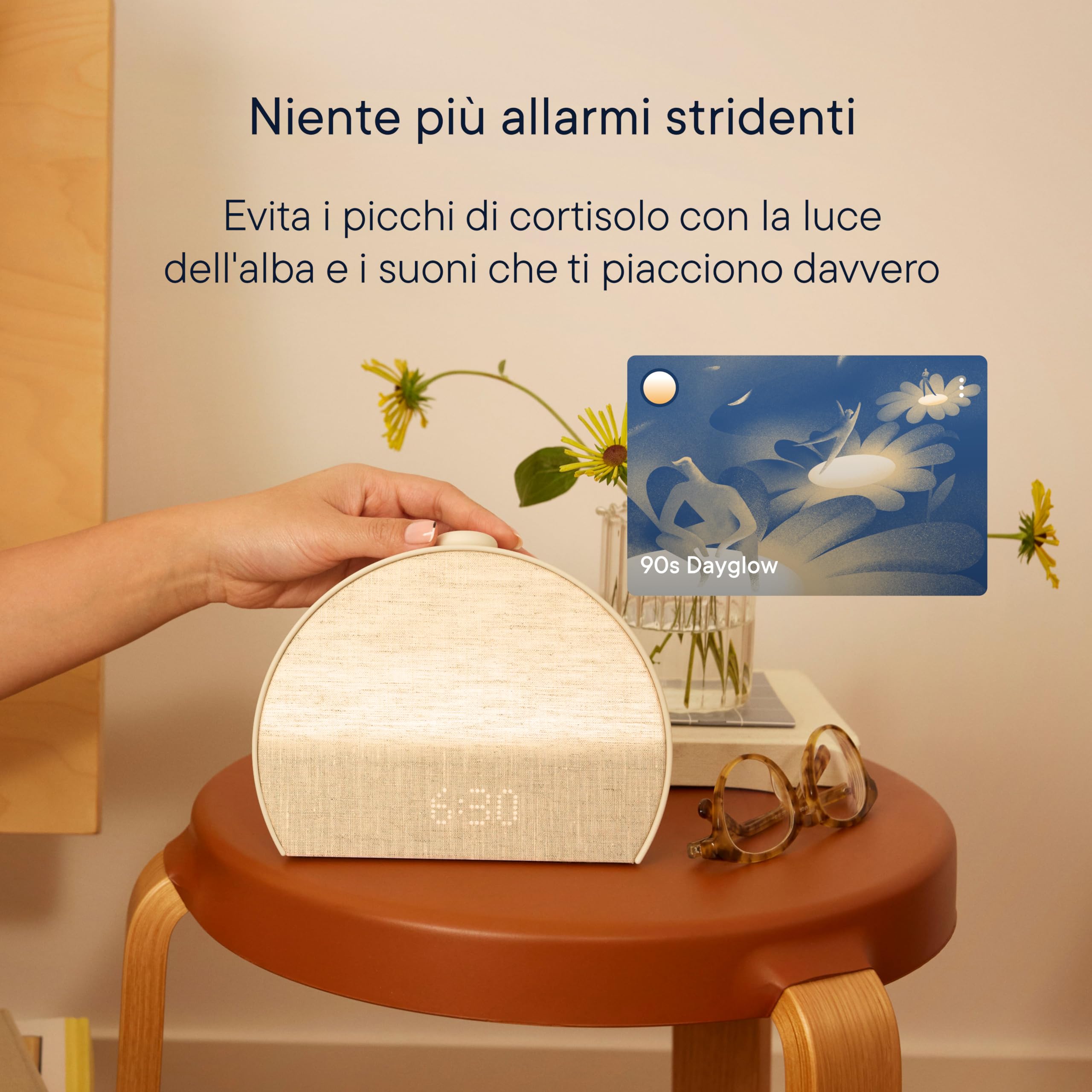 Hatch Restore 3 Sveglia con simulazione dell’alba e sveglia, macchina del suono e luce intelligente – Rumore bianco, routine di sonno senza schermi