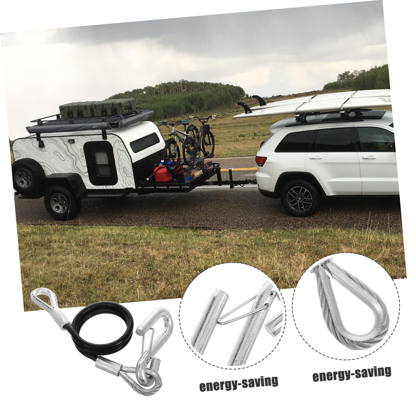 Trailer Sicherheitsseil mit Haken Einsetzbare Abschleppseile für Anhänger Trucks Suvs und Atvs Einfache Installation Strapazierfähiges Stahlseil