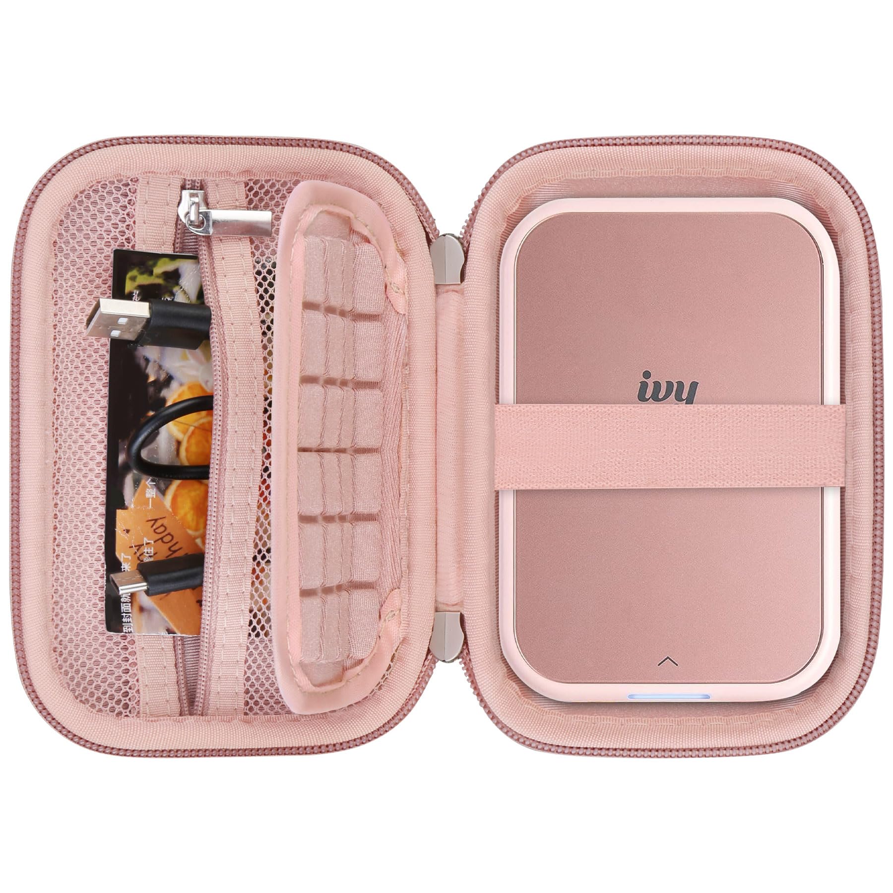 RAIALL Hard Case for Canon Ivy 2/ Canon Ivy CLIQ+2 CLIQ2 CLIQ+ Mini Instant Camera Photo Printer, Wireless Bluetooth Smartphone Printer Travel Bag, Mesh Pocket fits Photo Paper and Cable, Rose Gold